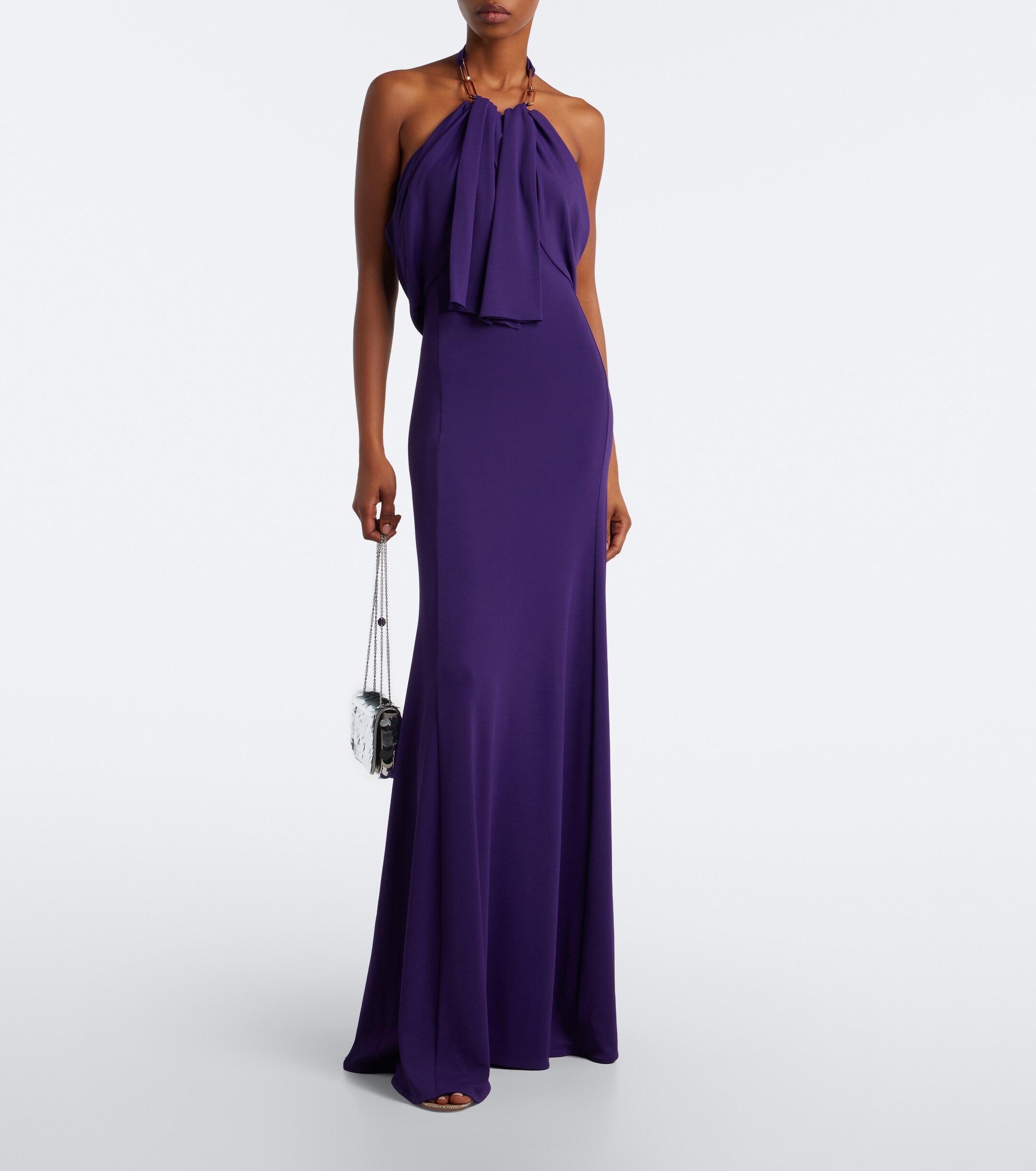 Rabanne Rabanne x Dinh Van embellished crêpe halterneck gown