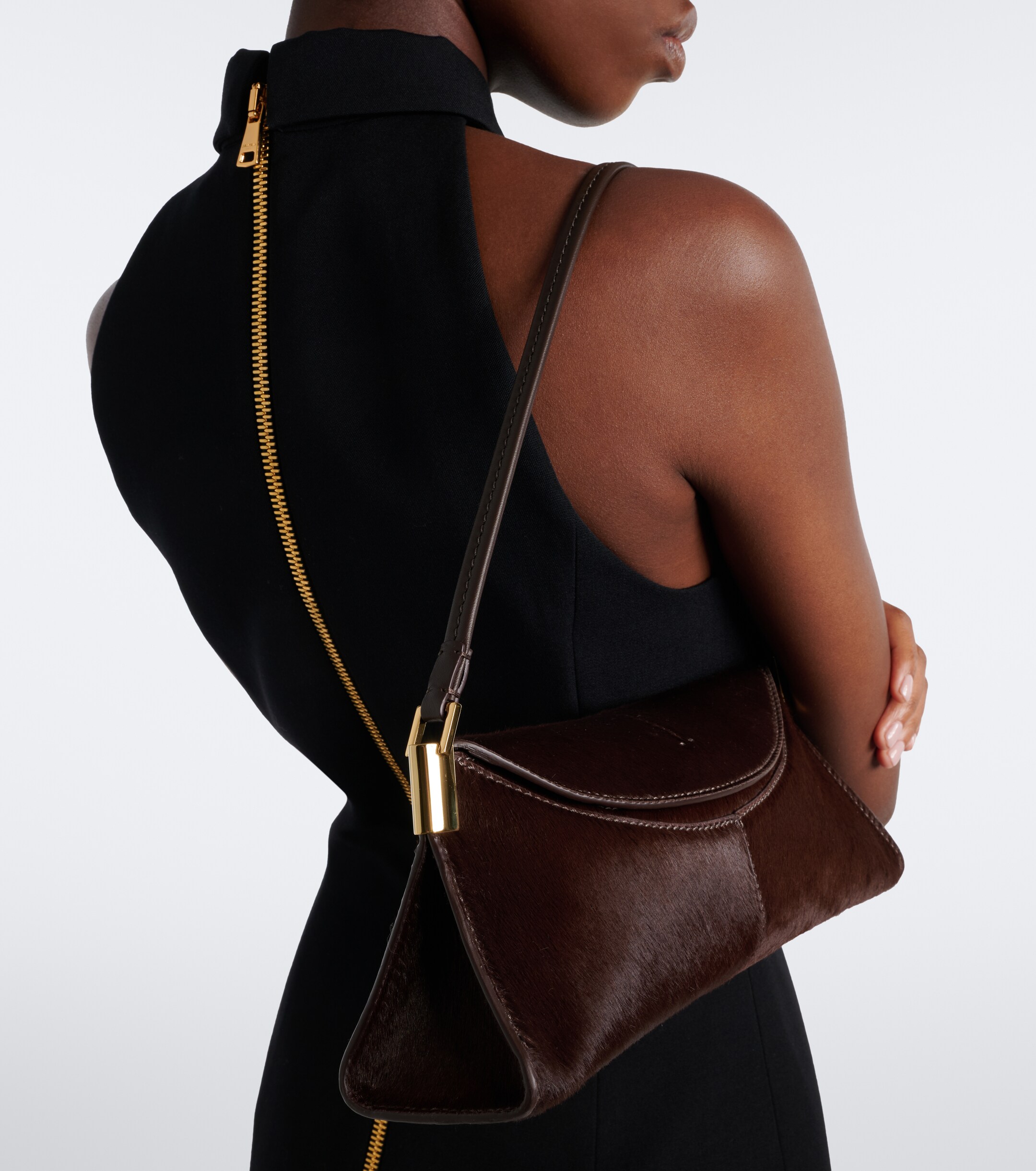 Balmain 64-83 Small calf hair shoulder bag