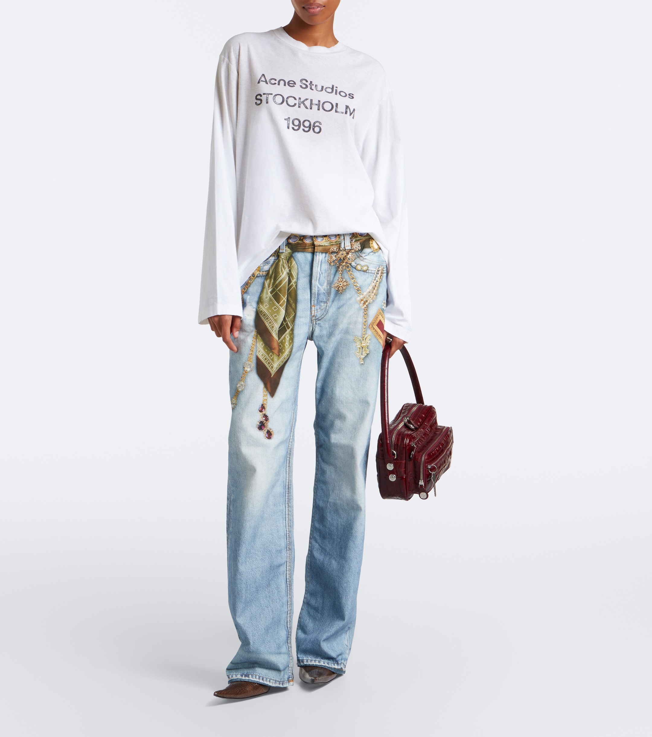 Acne Studios Acne Studios Trompe l'oeil printed wide-leg jeans