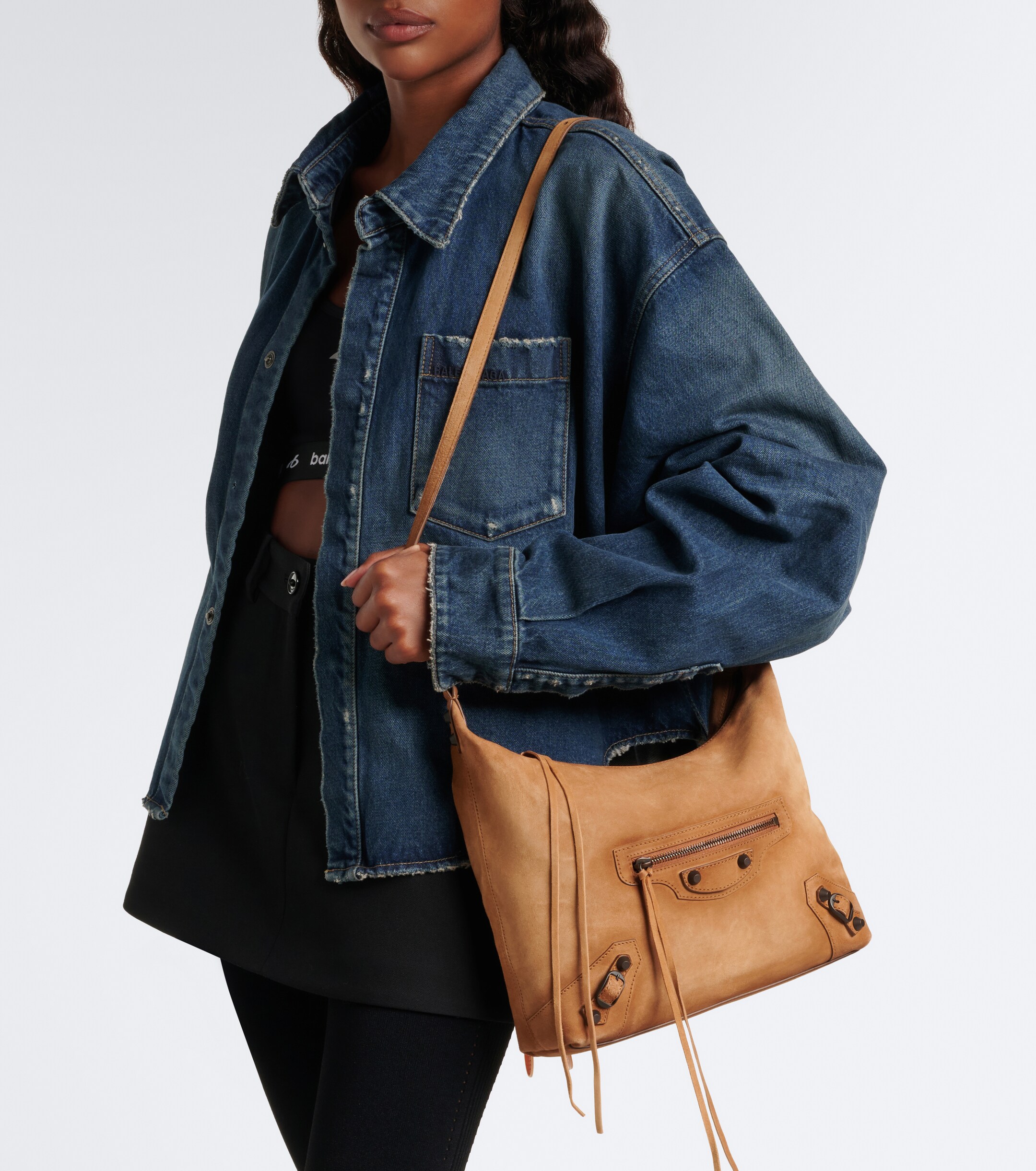 Balenciaga Le City Small suede shoulder bag