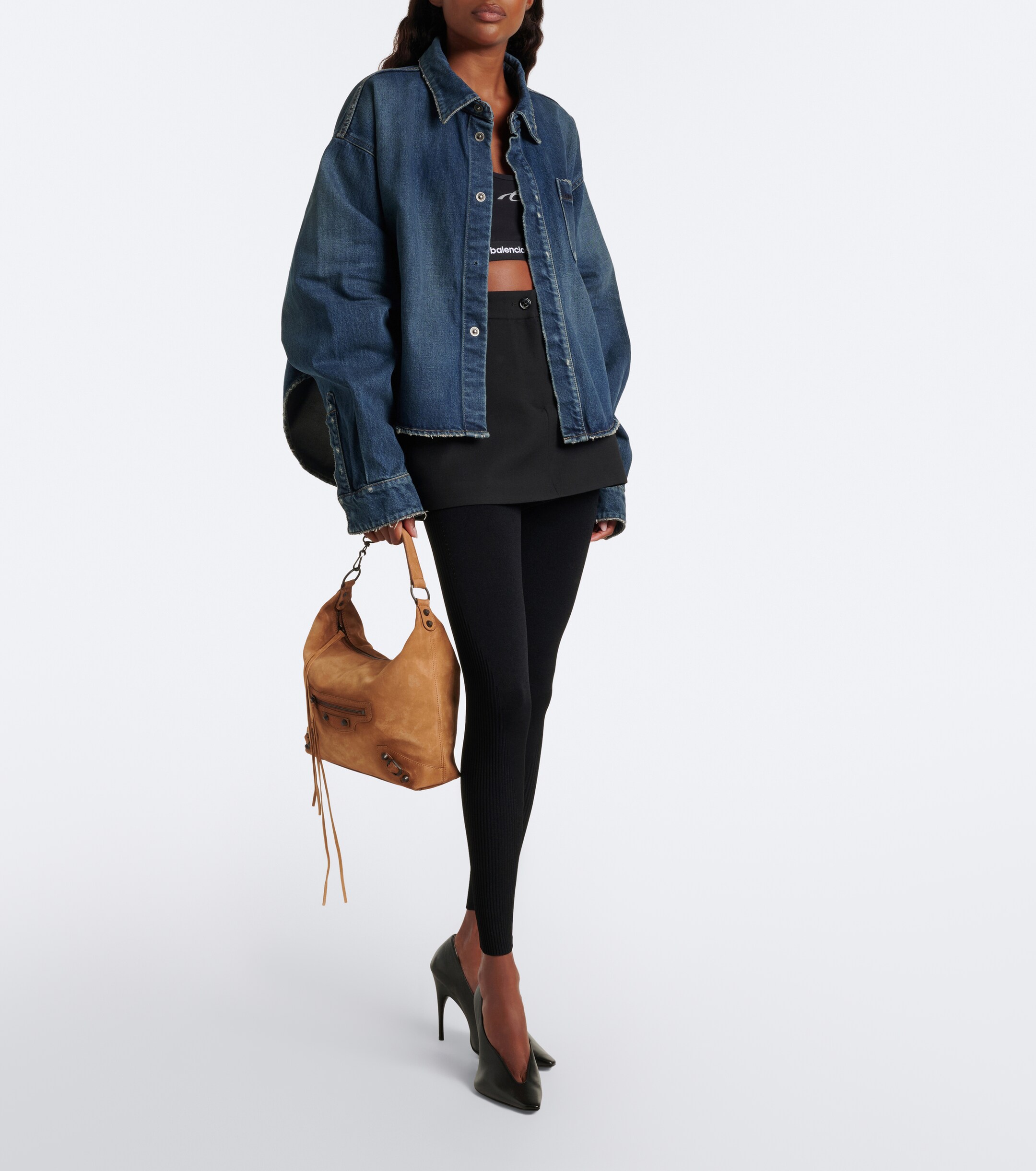 Balenciaga Le City Small suede shoulder bag