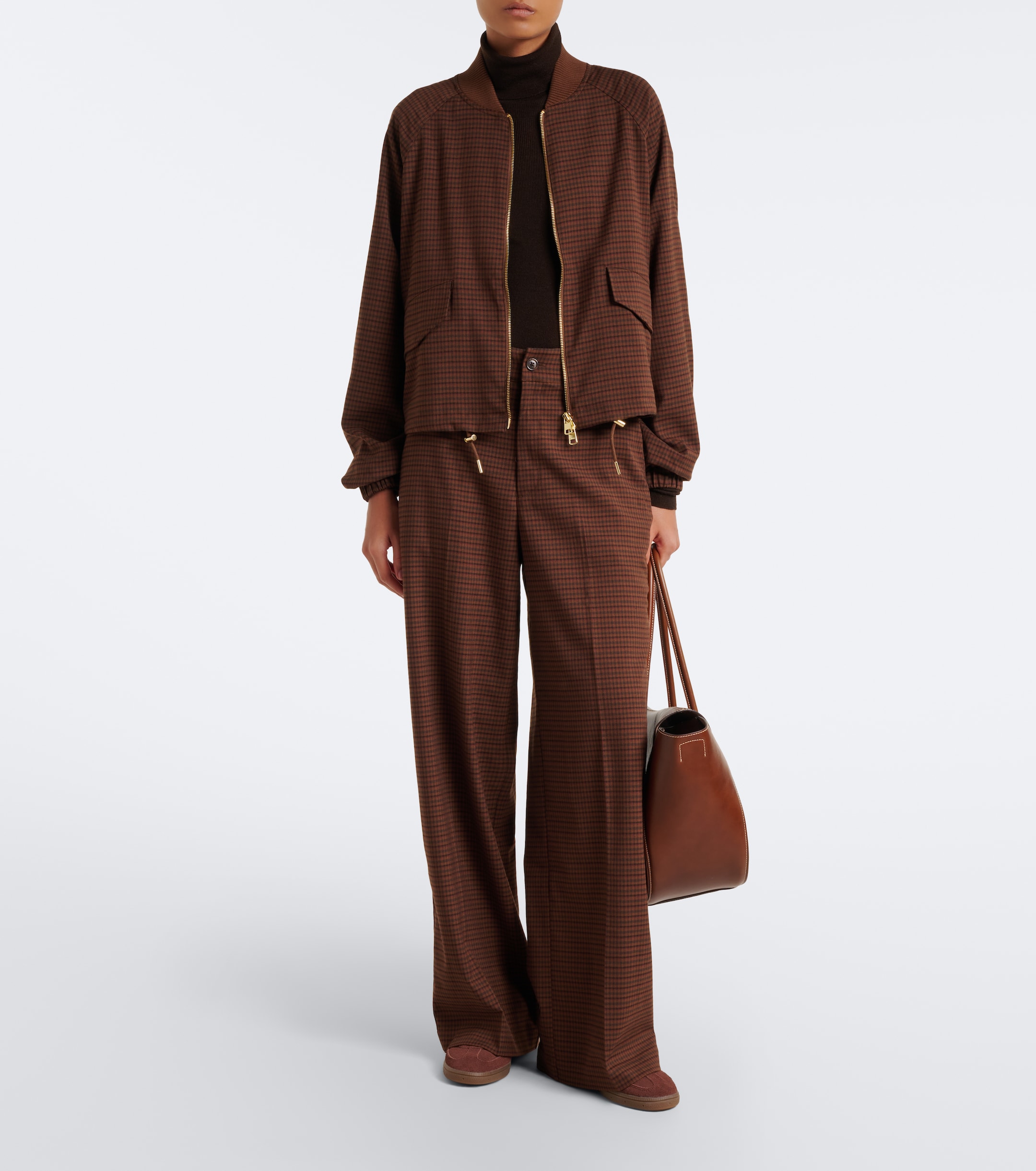 Varley Varley Checked twill wide-leg pants