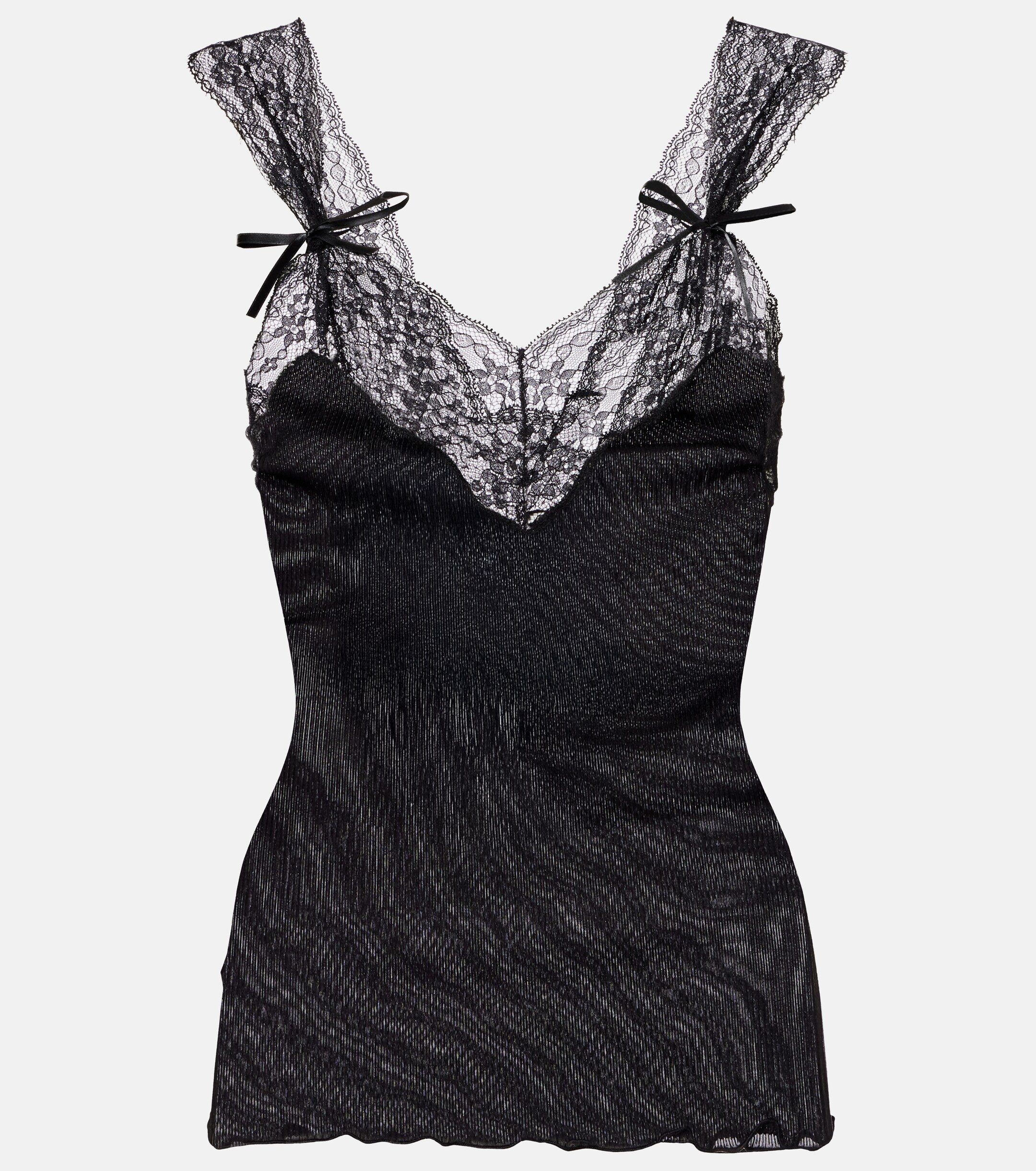 Saint Laurent Ribbed-knit silk-trimmed tank top