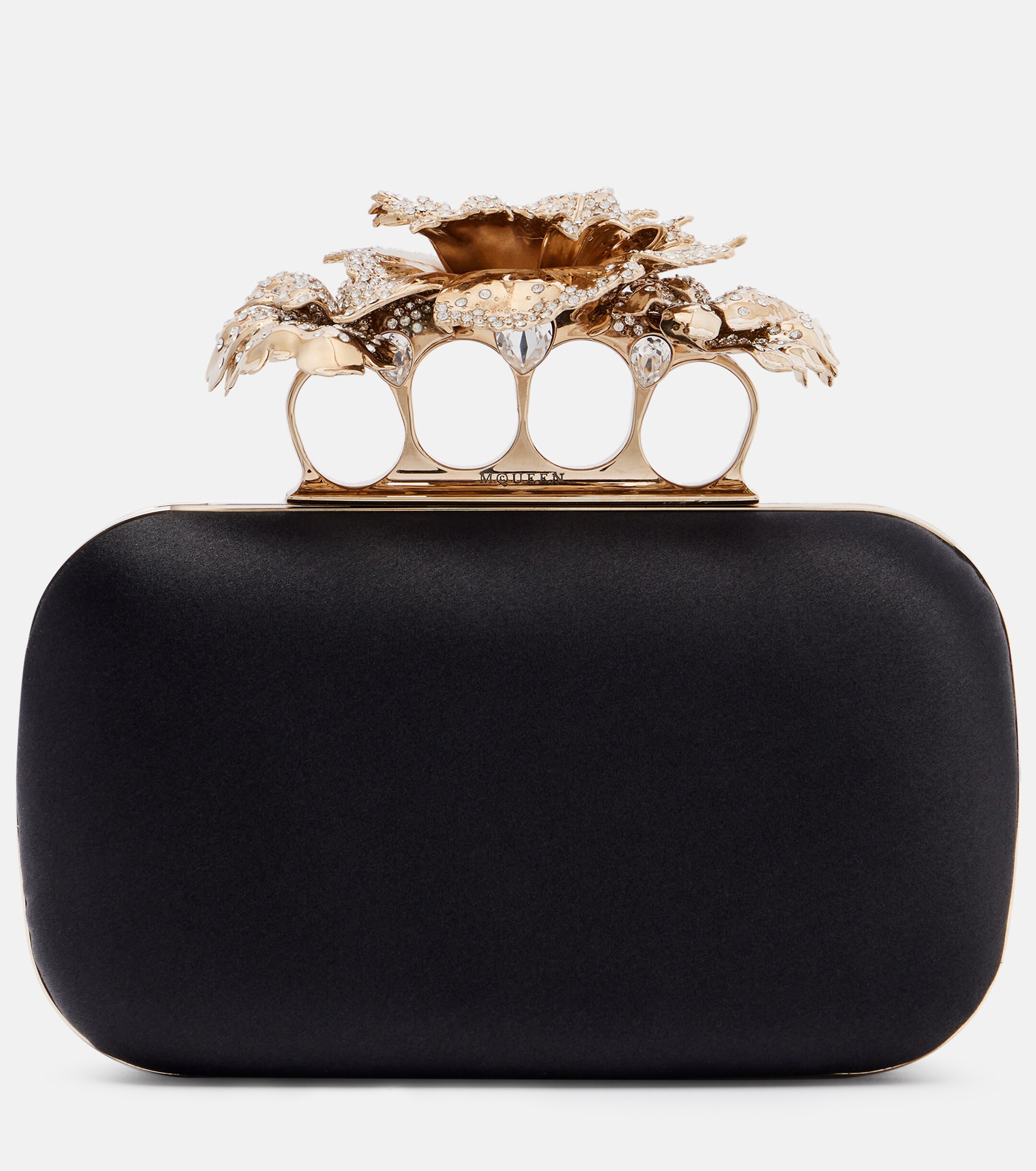 McQueen Carnation Knuckle satin clutch