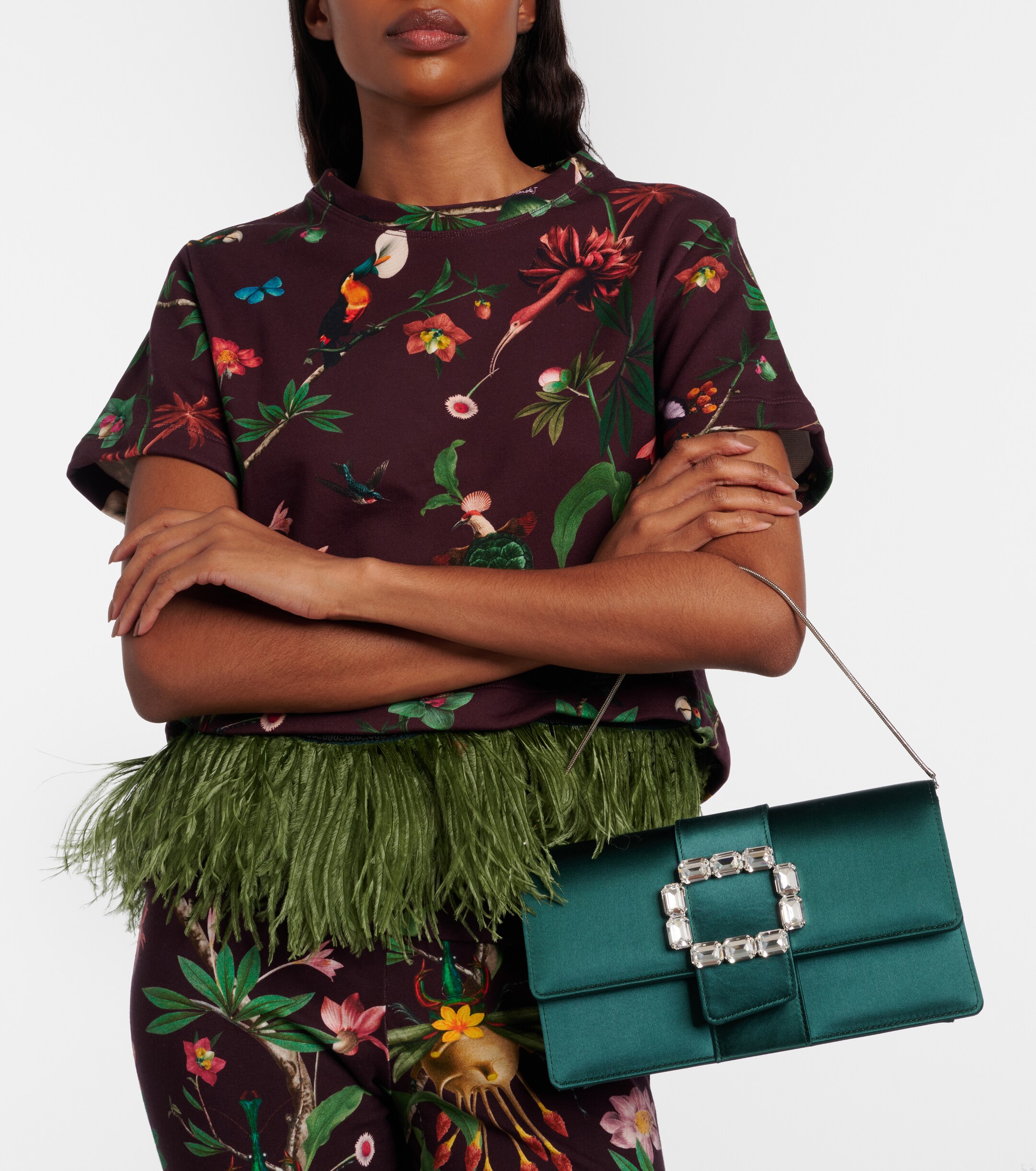 MANOLO BLAHNIK Maycap embellished satin clutch