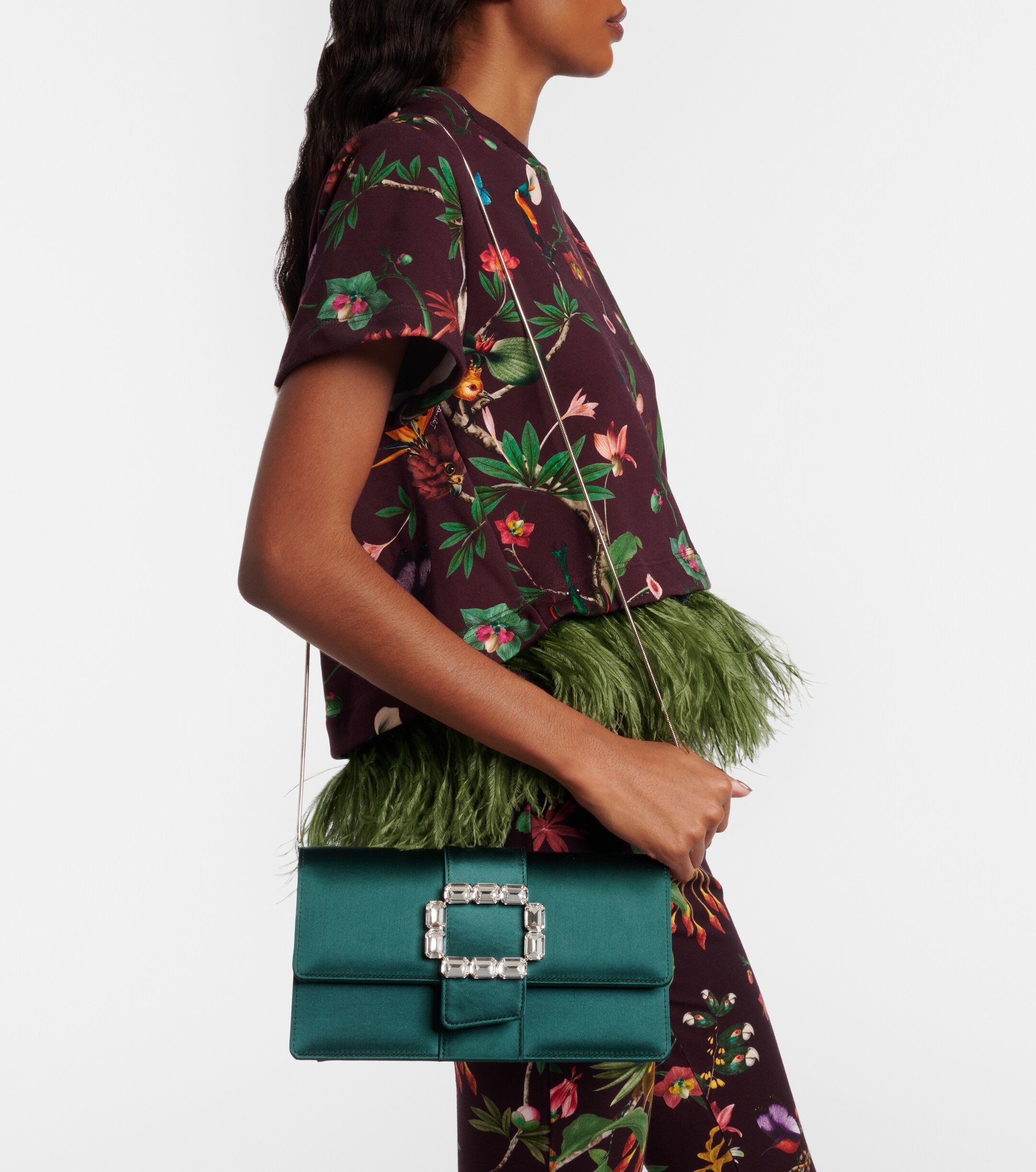 MANOLO BLAHNIK Maycap embellished satin clutch