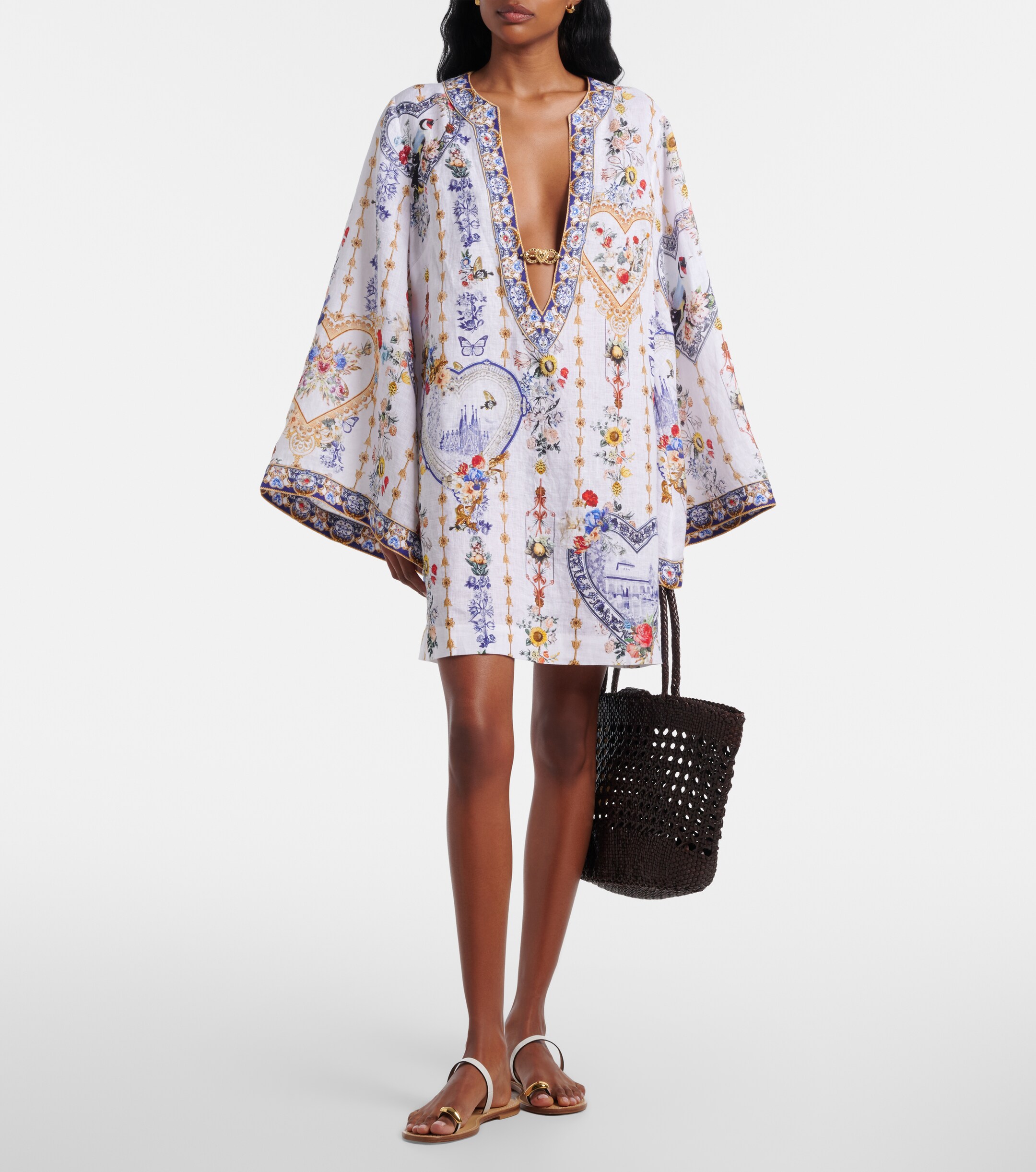 Camilla Camilla Cutout printed linen kaftan