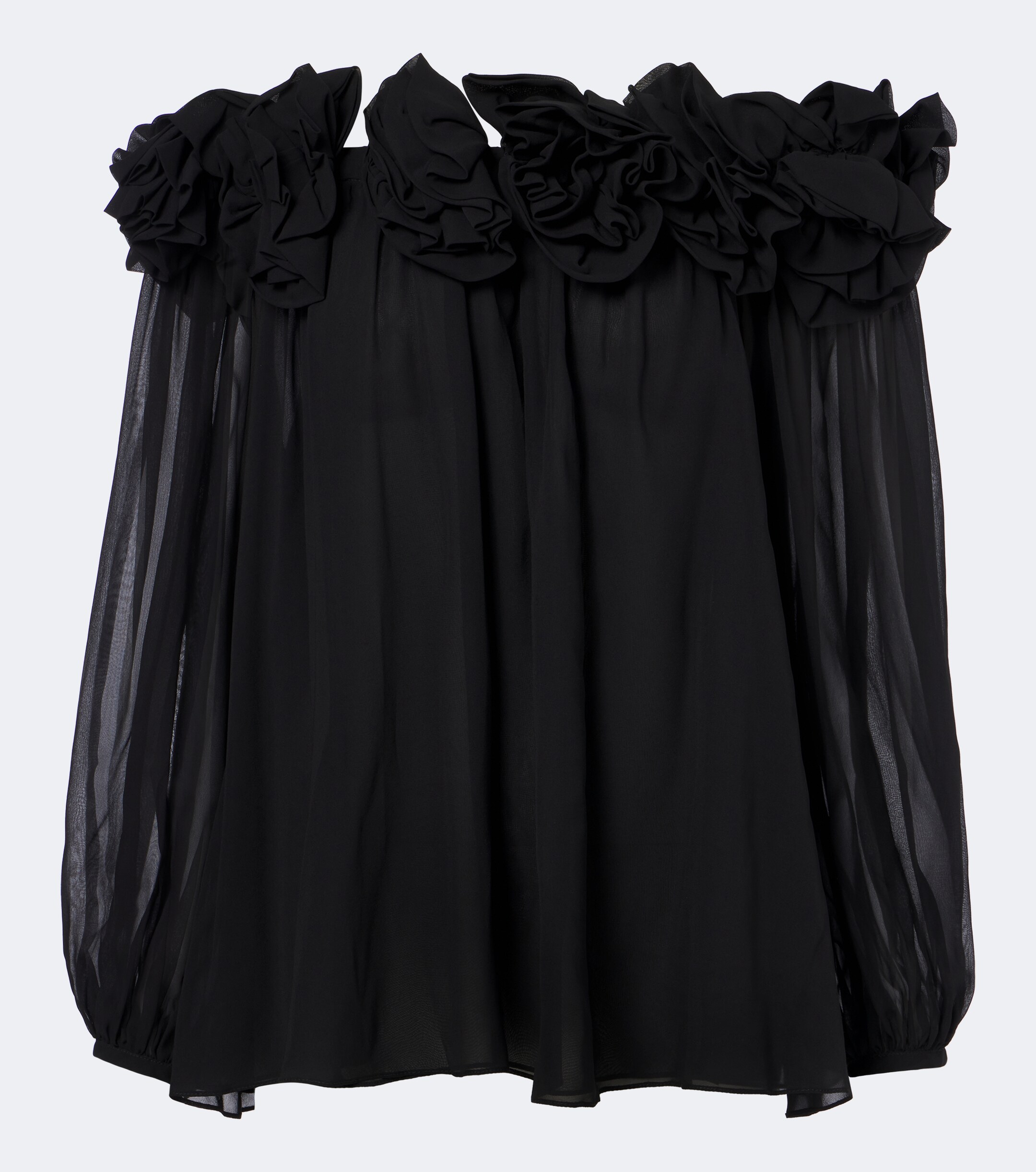 Carolina Herrera Carolina Herrera Floral-appliqué gathered silk top