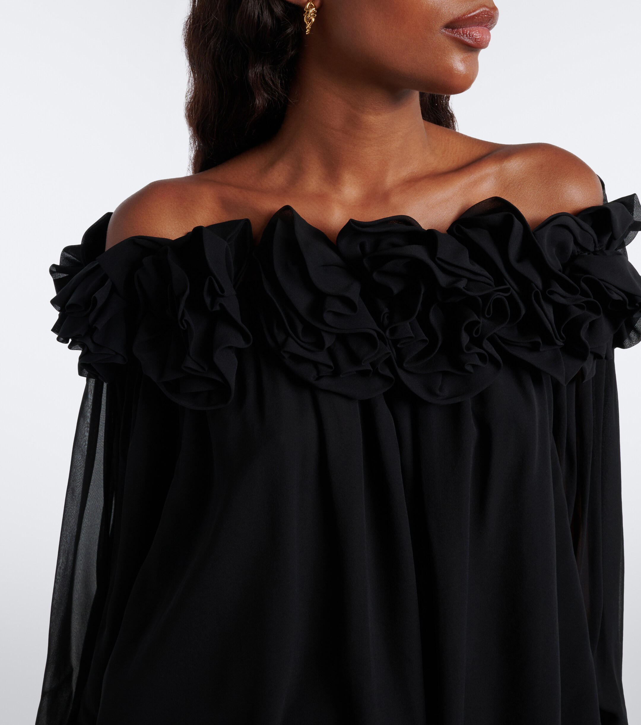 Carolina Herrera Carolina Herrera Floral-appliqué gathered silk top