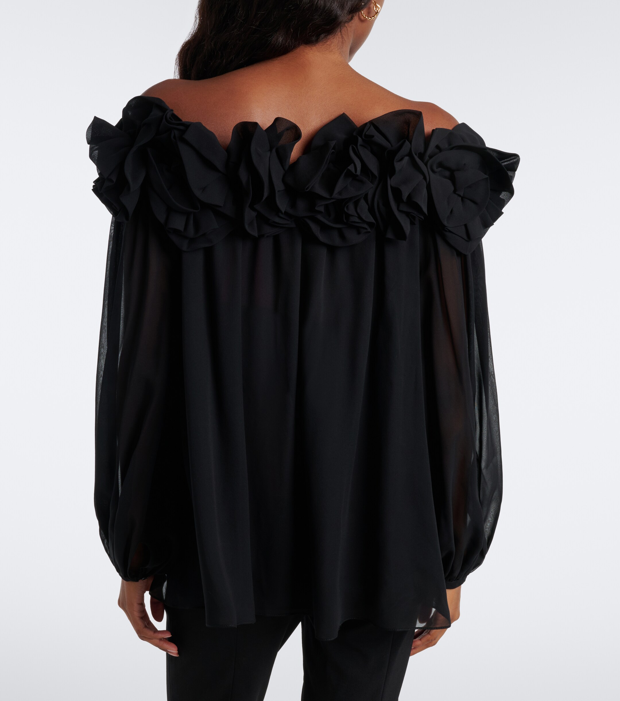 Carolina Herrera Carolina Herrera Floral-appliqué gathered silk top