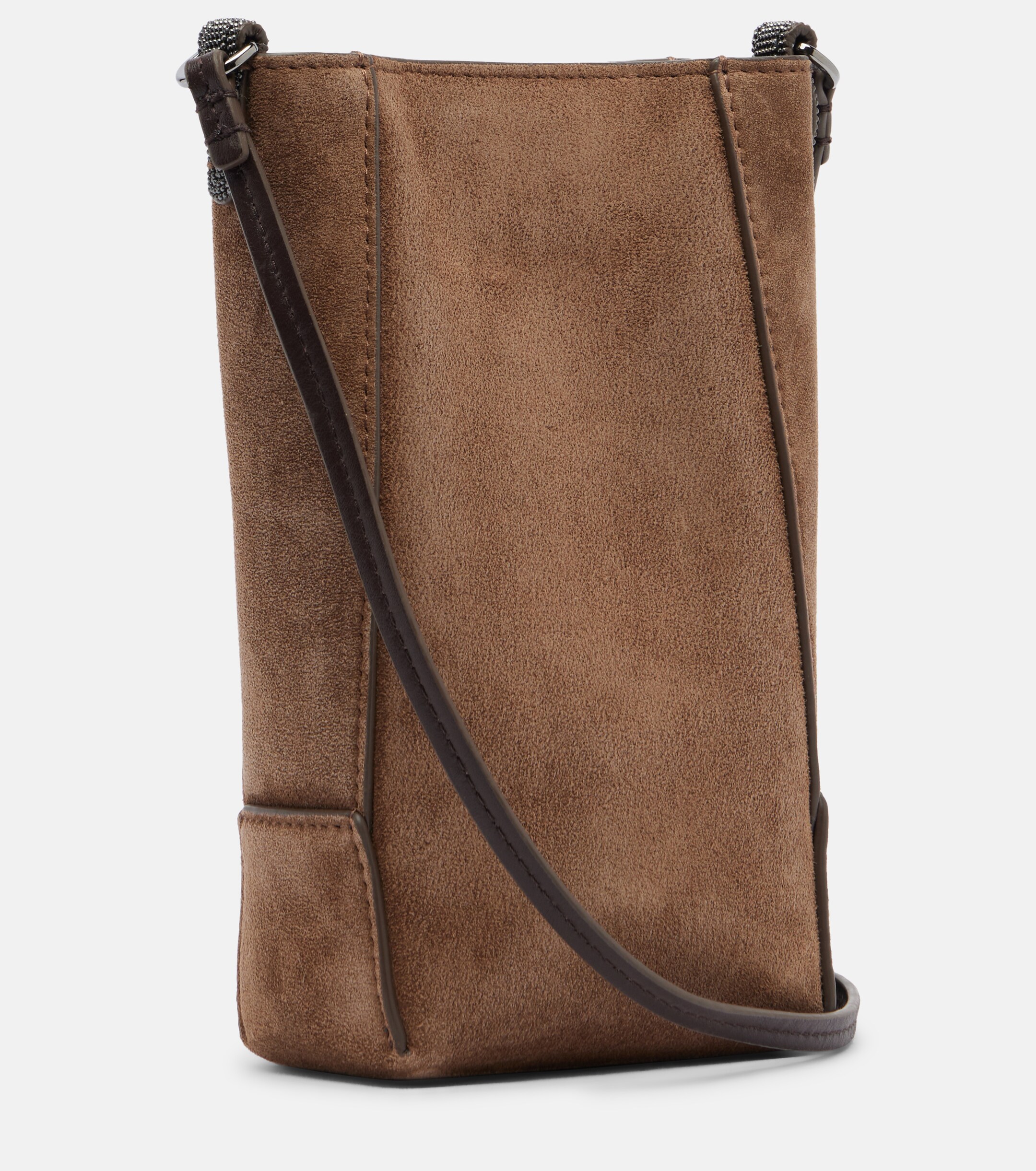 Brunello Cucinelli Duo Mini Monili suede phone pouch