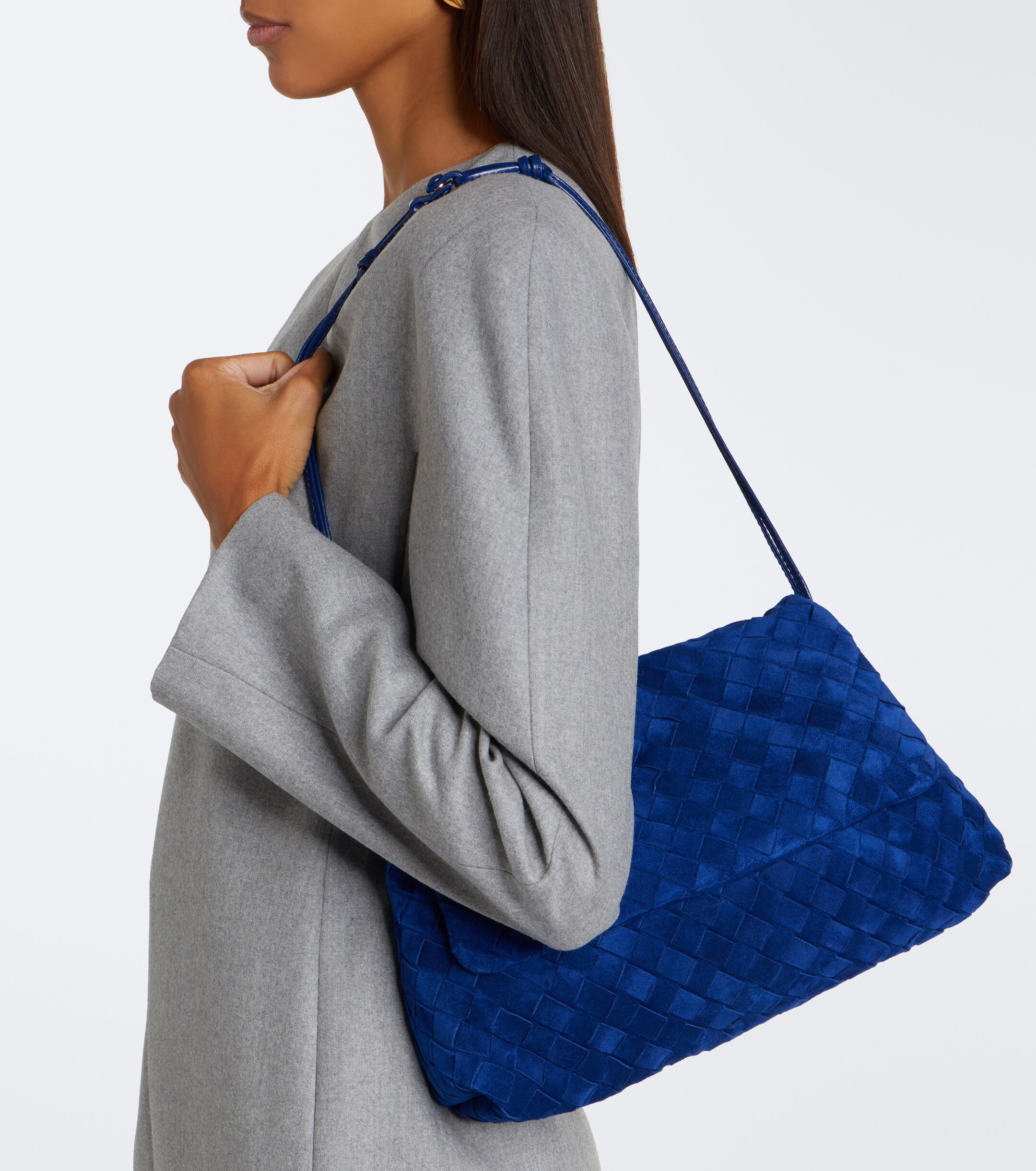 Bottega Veneta Bottega Veneta Giorno Intrecciato suede shoulder bag