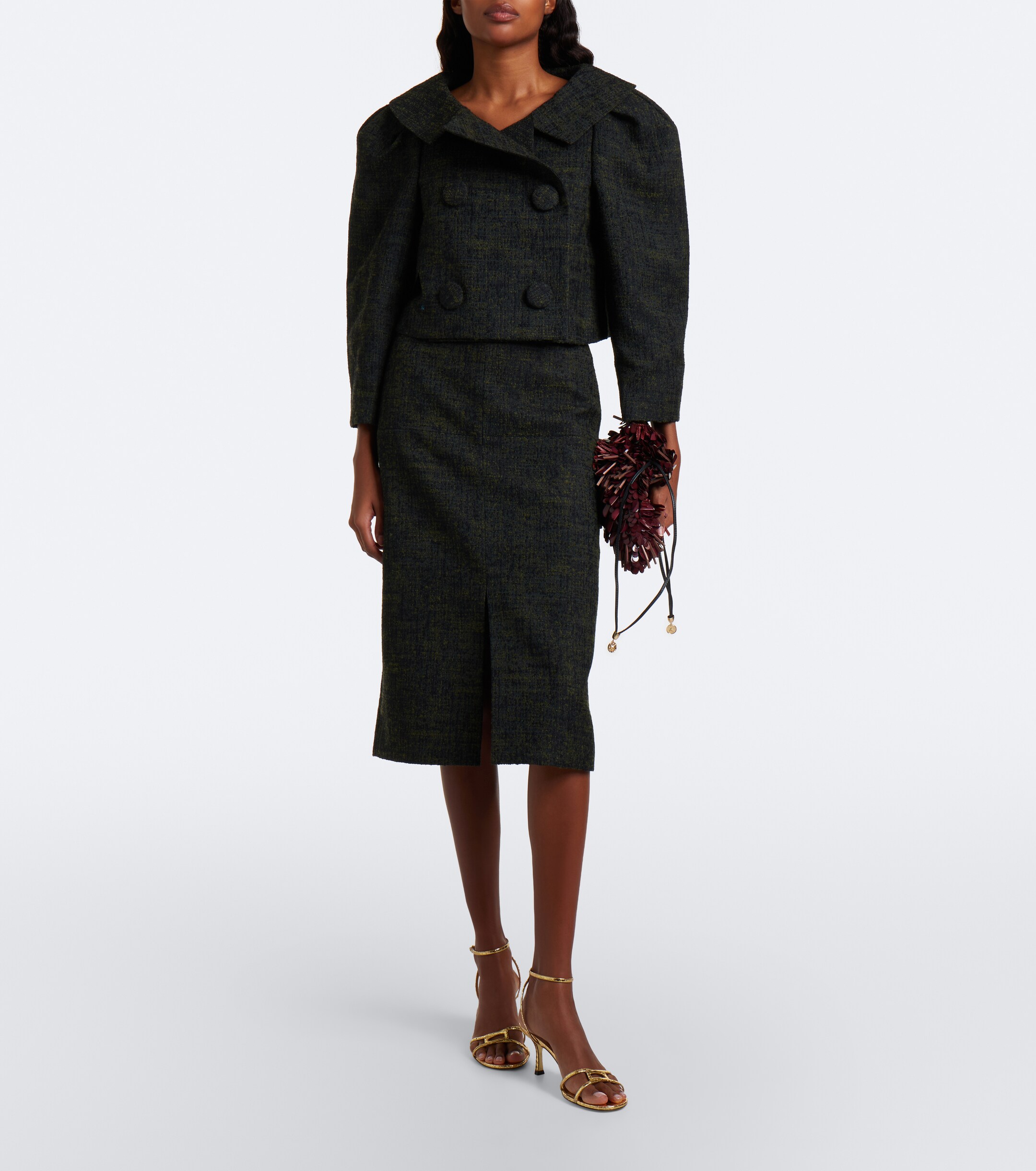 SHUSHU/TONG Shushu/Tong Cropped double-breasted tweed jacket