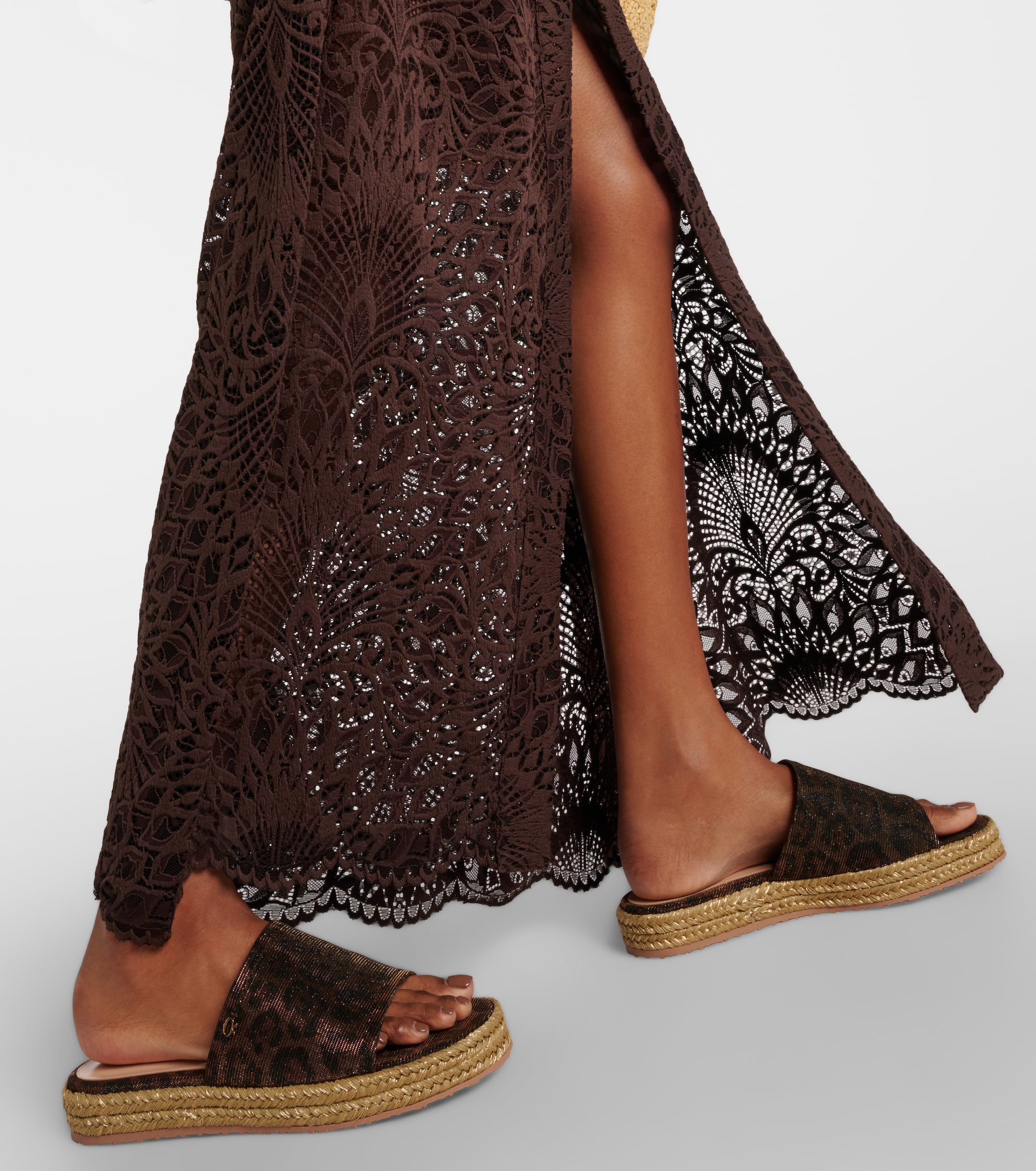 GIANVITO ROSSI Leopard-print platform espadrille slides