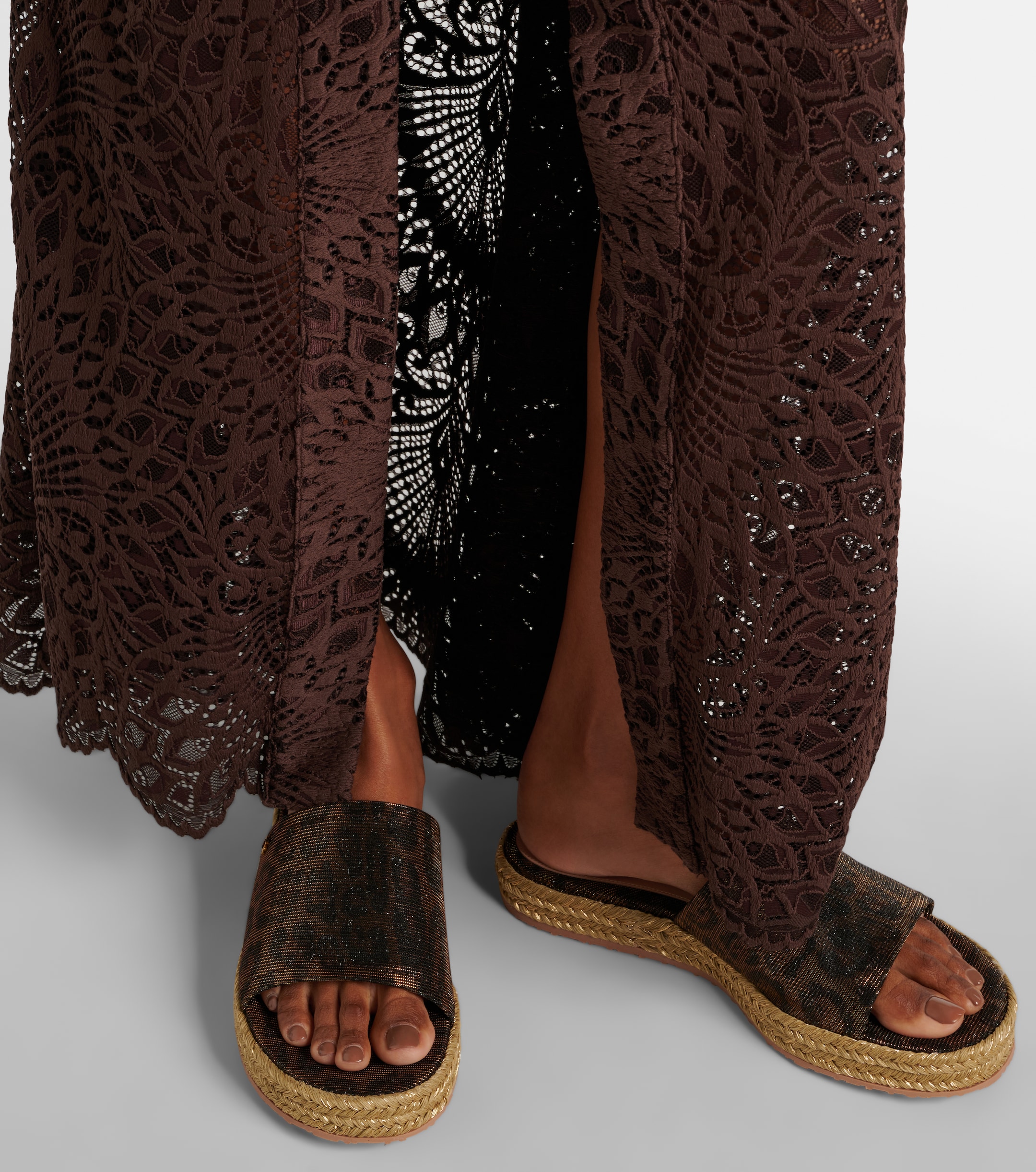 GIANVITO ROSSI Leopard-print platform espadrille slides