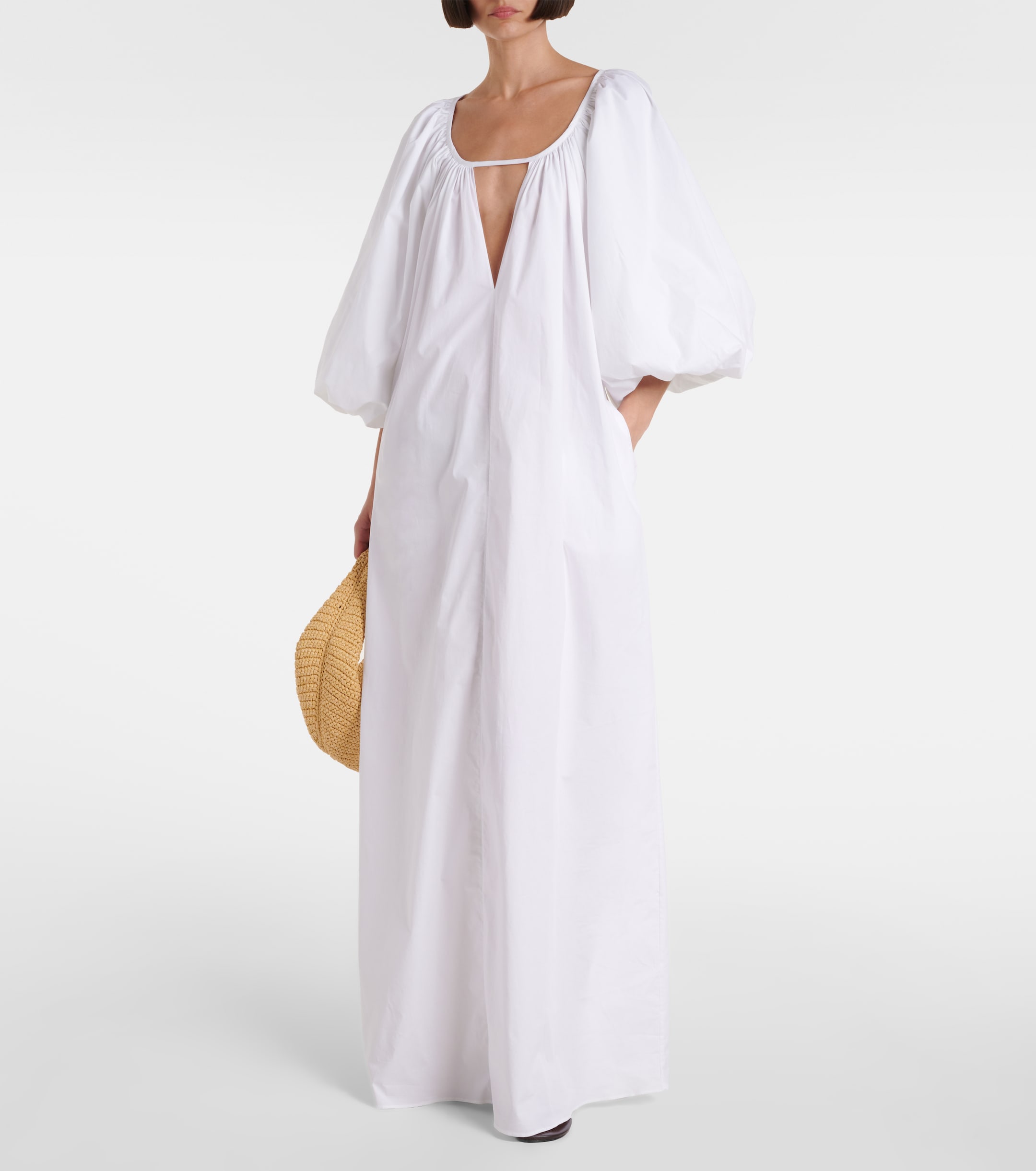 Adriana Degreas Puff-sleeve cotton maxi dress