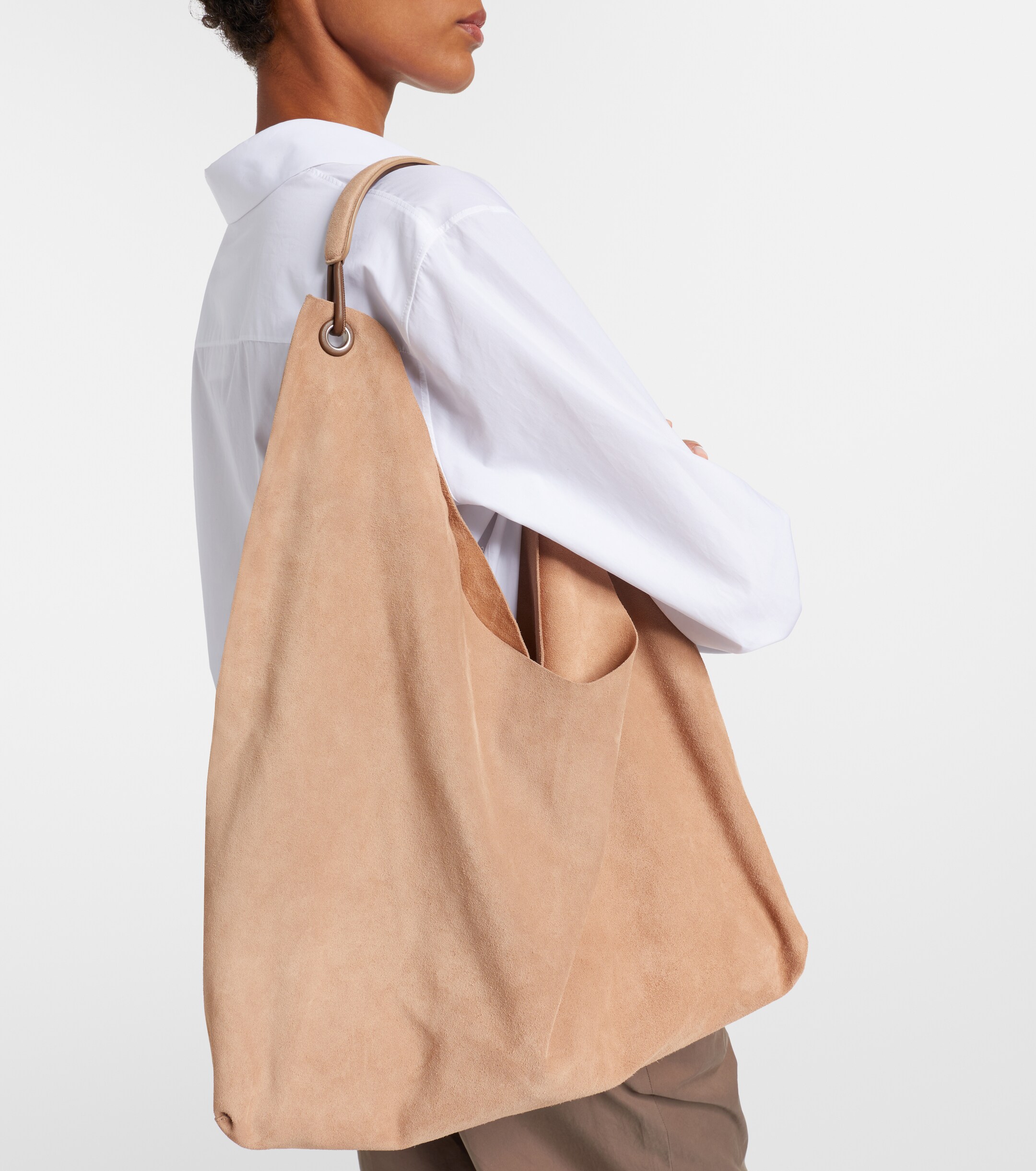 The Row Bindle Three suede shoulder bag