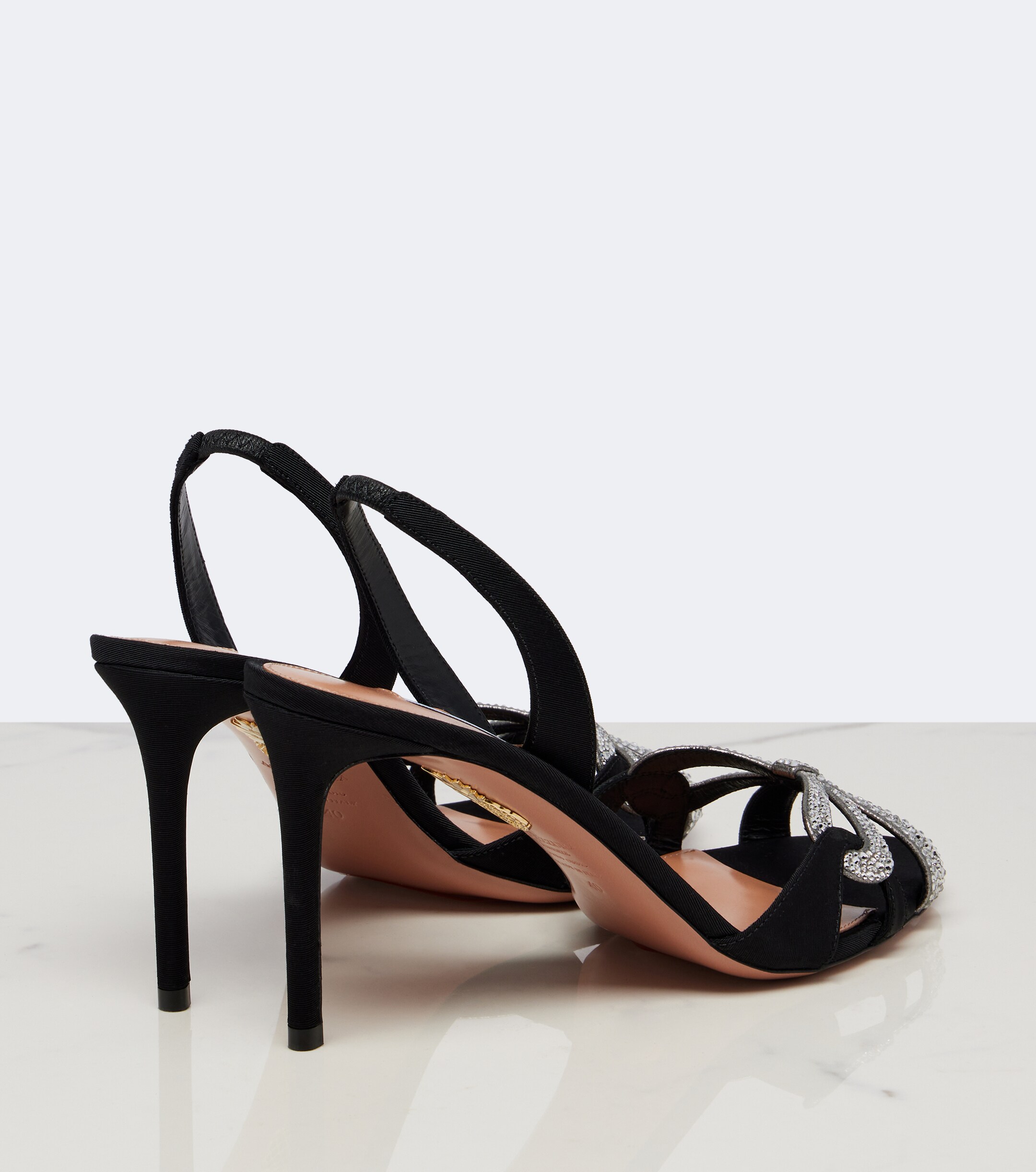AQUAZZURA Aquazzura Ribbon Kiss embellished leather slingback sandals