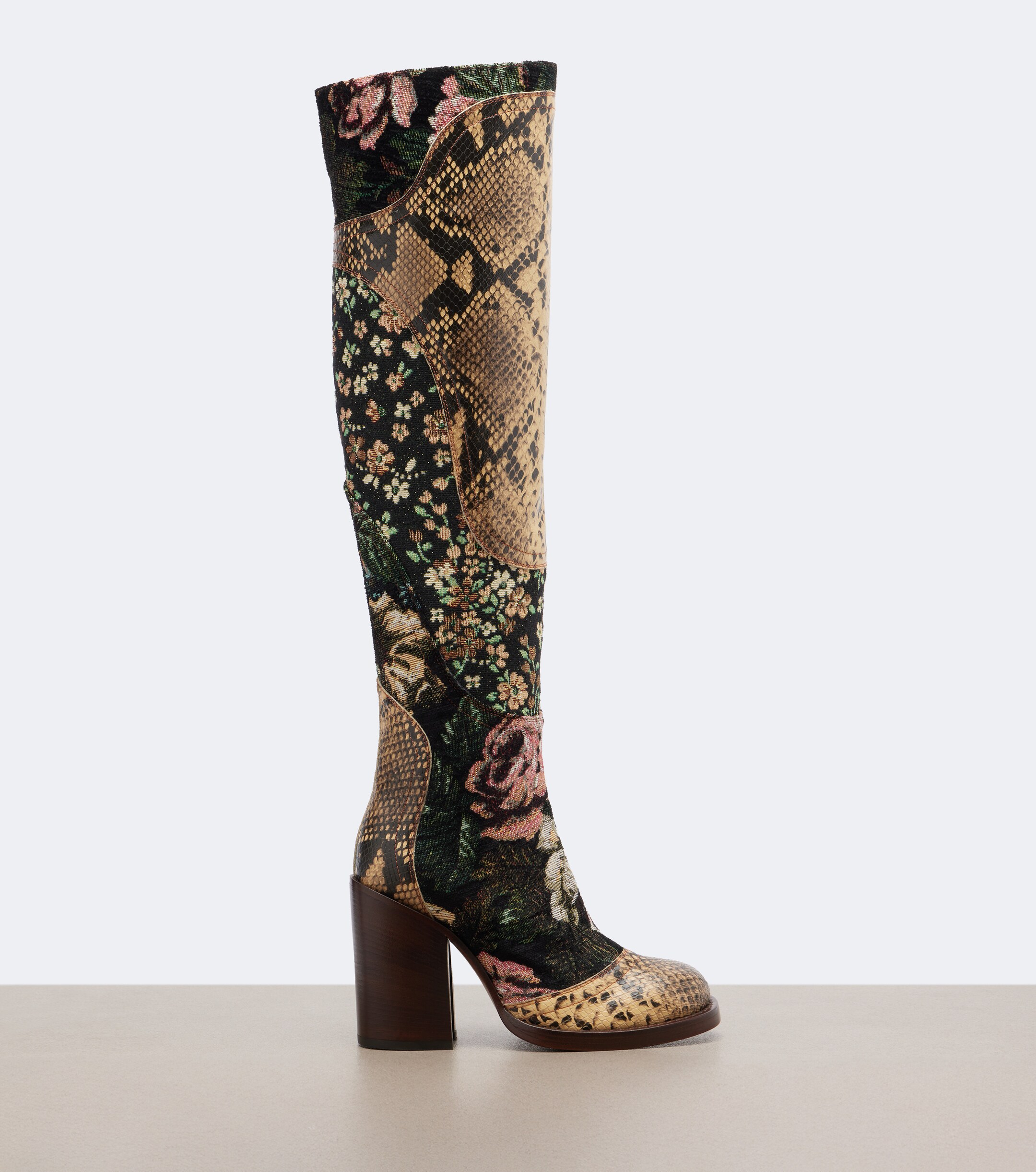 Dries Van Noten Dries Van Noten Patchwork leather over-the-knee boots