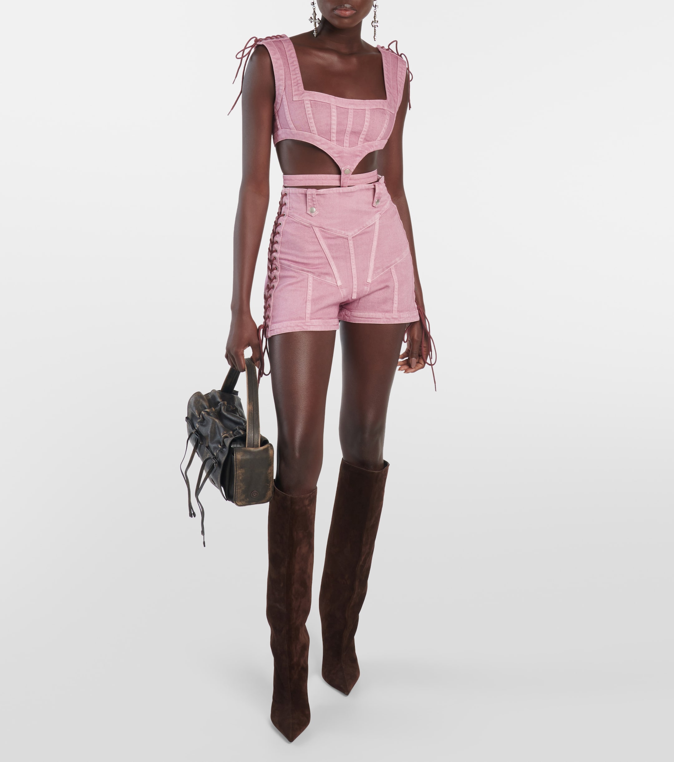 Jean Paul Gaultier Jean Paul Gaultier x KNWLS cutout denim corset top