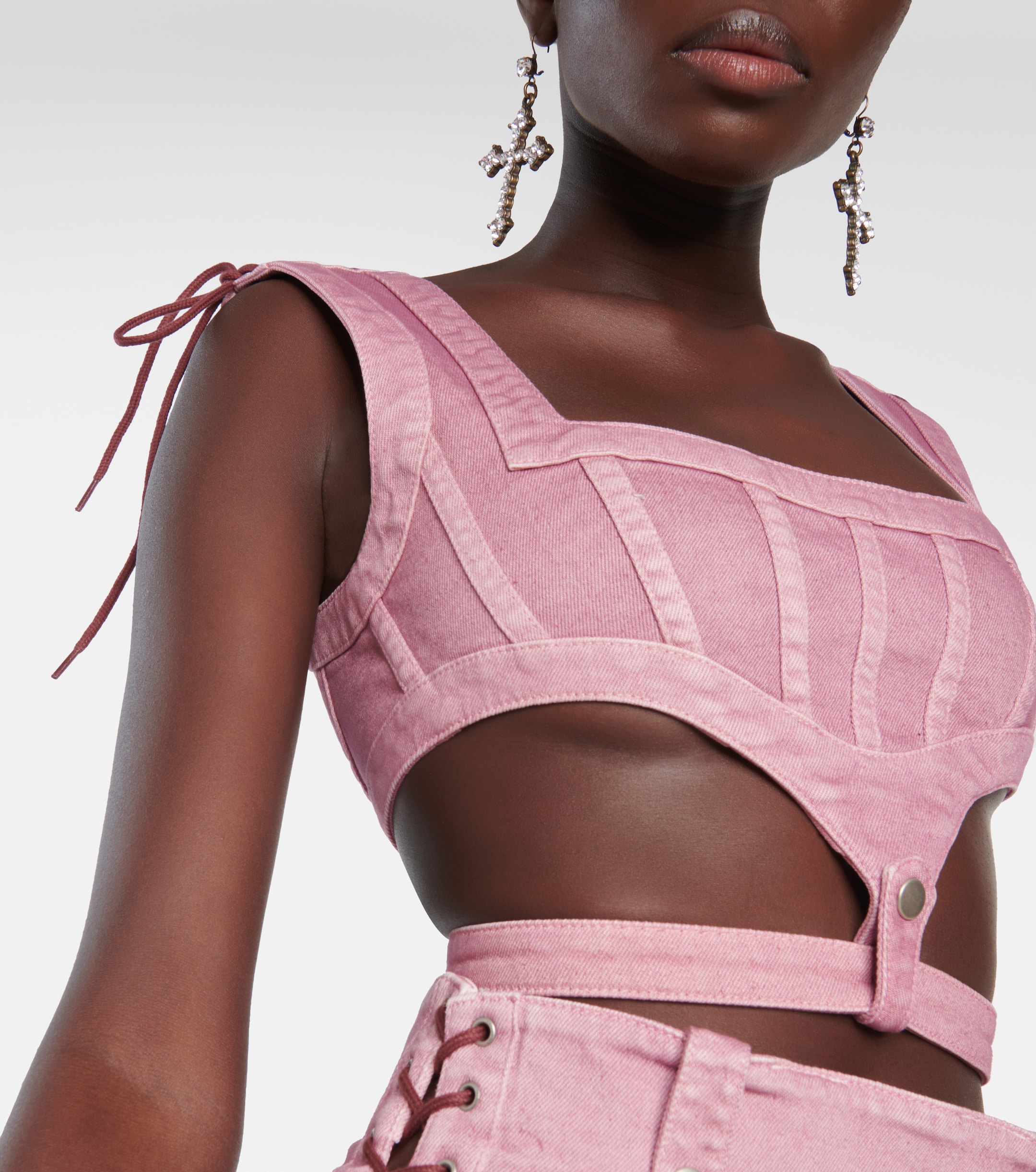 Jean Paul Gaultier Jean Paul Gaultier x KNWLS cutout denim corset top