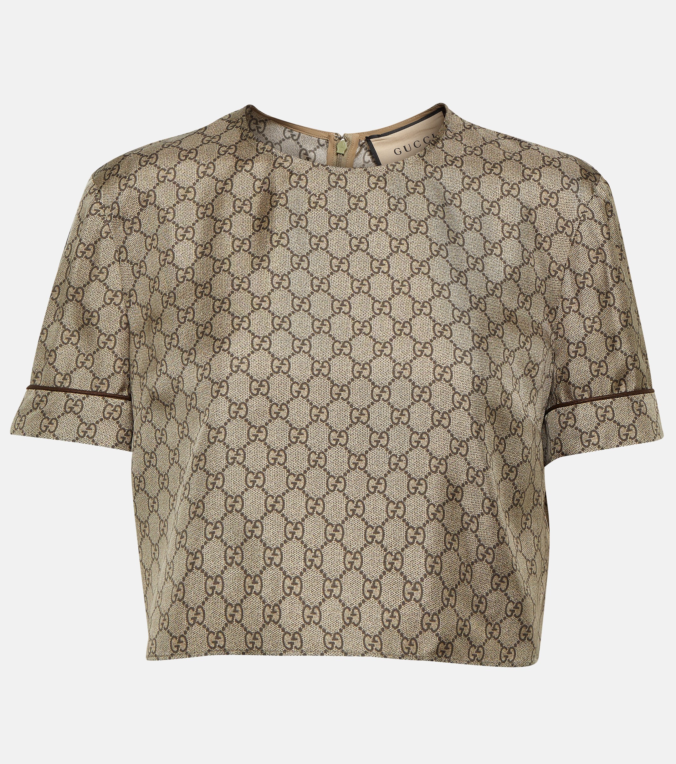 Gucci GG printed silk twill crop top