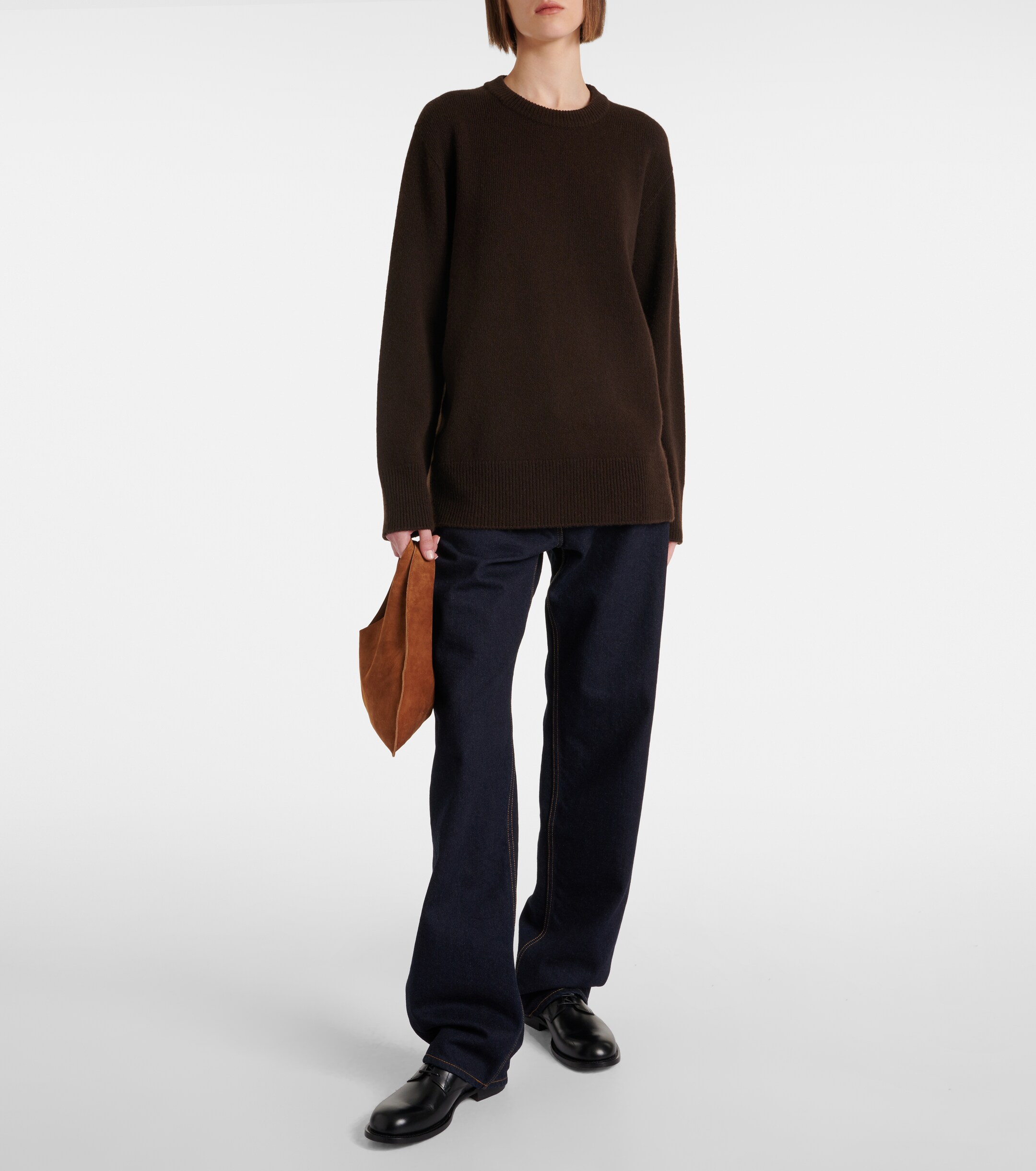 The Row Bindle Small suede tote bag
