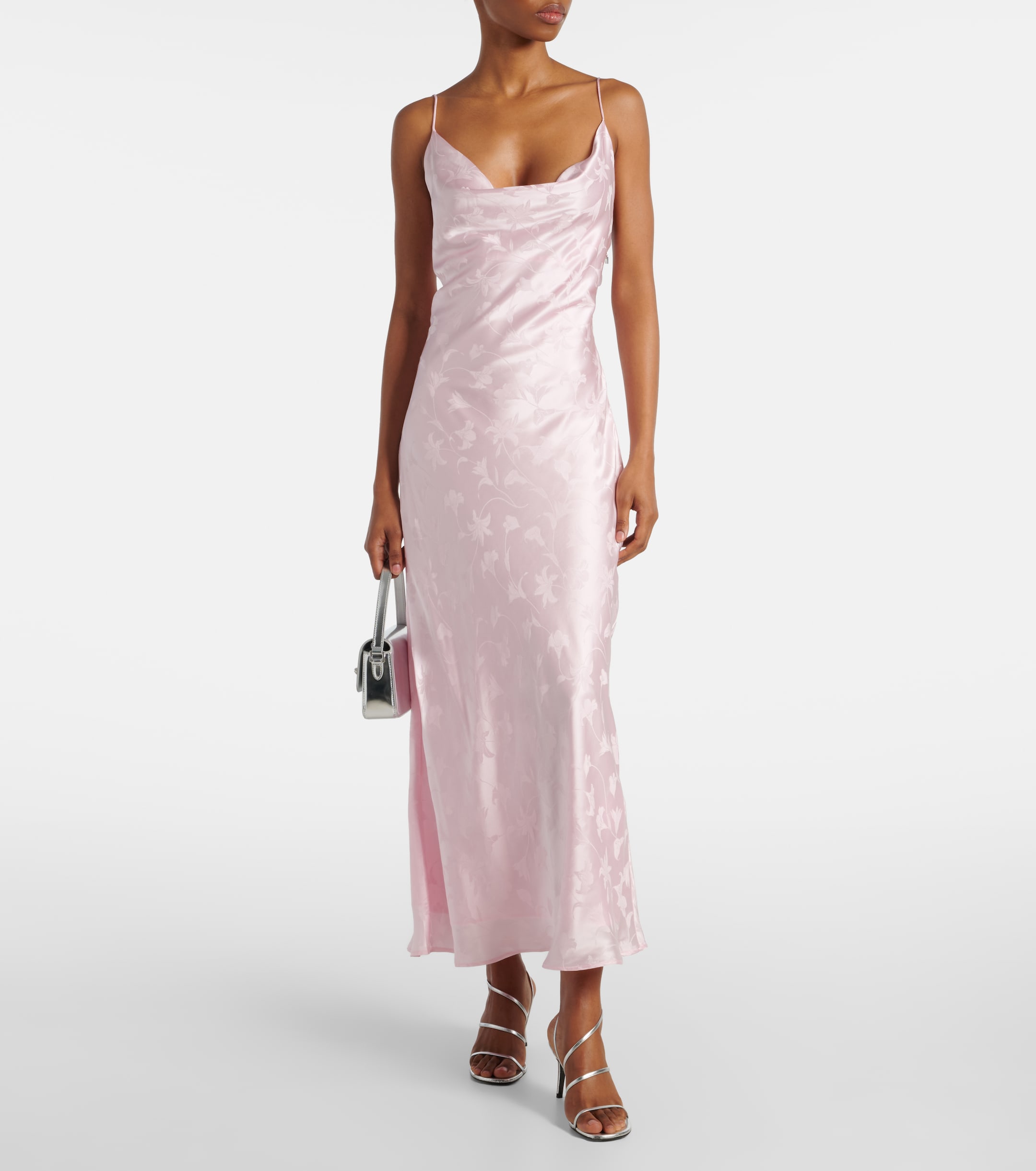 rotate bridal silk satin jacquard midi dress Bridal silk satin jacquard midi dress in white - Rotate