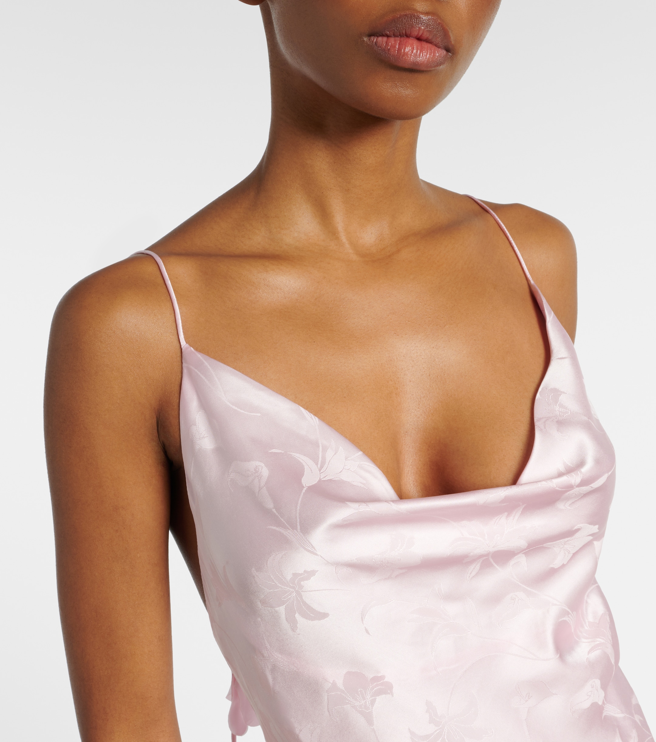 rotate bridal silk satin jacquard midi dress Bridal Silk Satin Jacquard Midi Dress In White