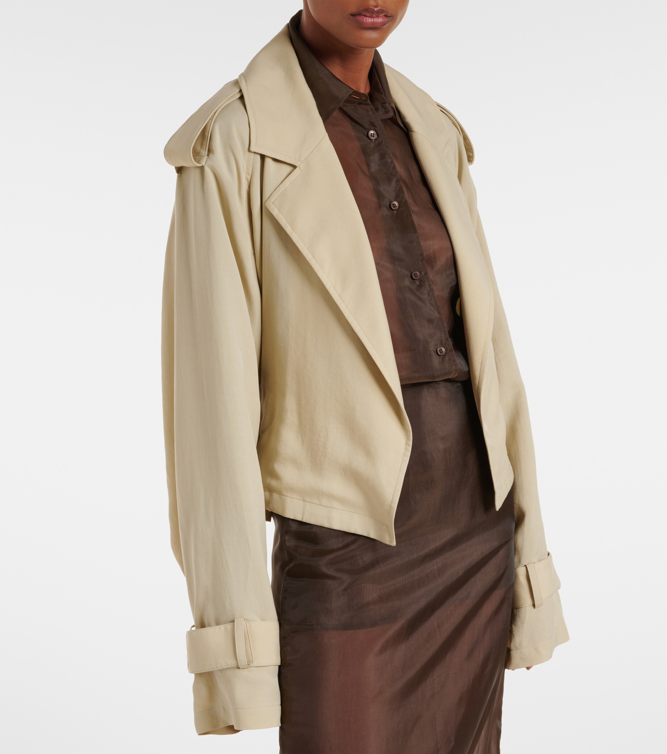 The Frankie Shop Simona cropped trench coat thumbnail