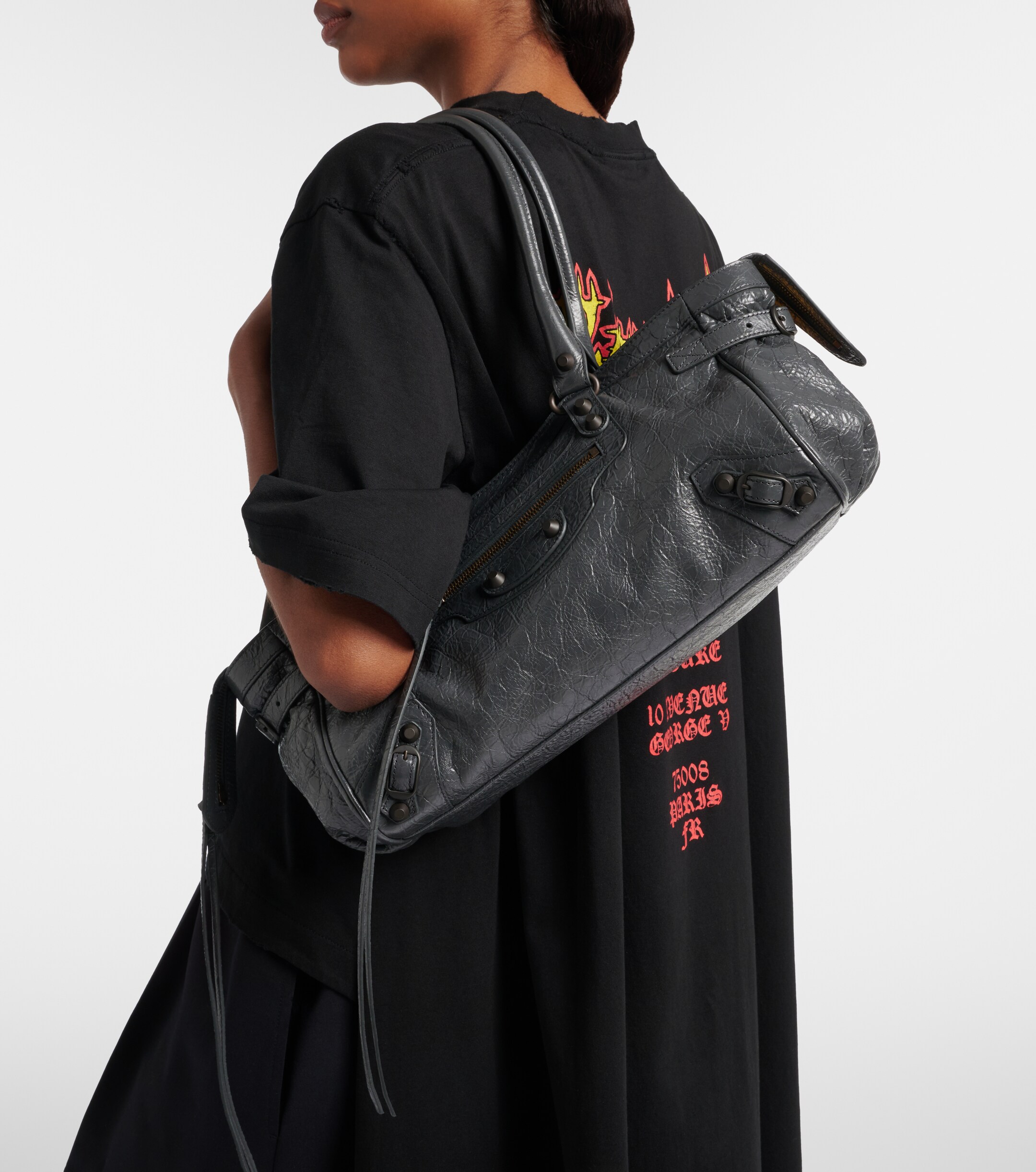 Balenciaga Le City East-West leather shoulder bag