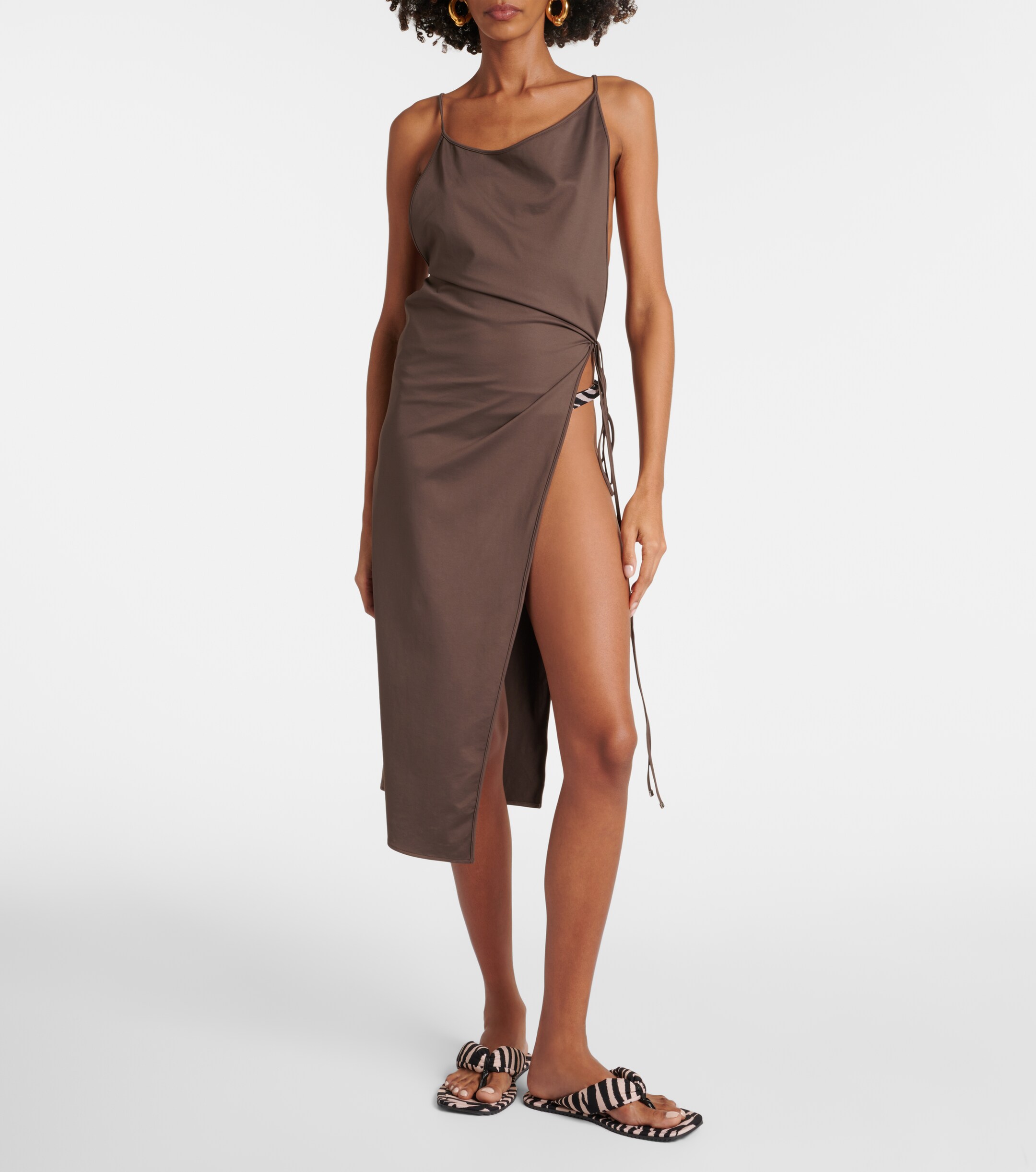 THE ATTICO The Attico Side-slit gathered midi dress