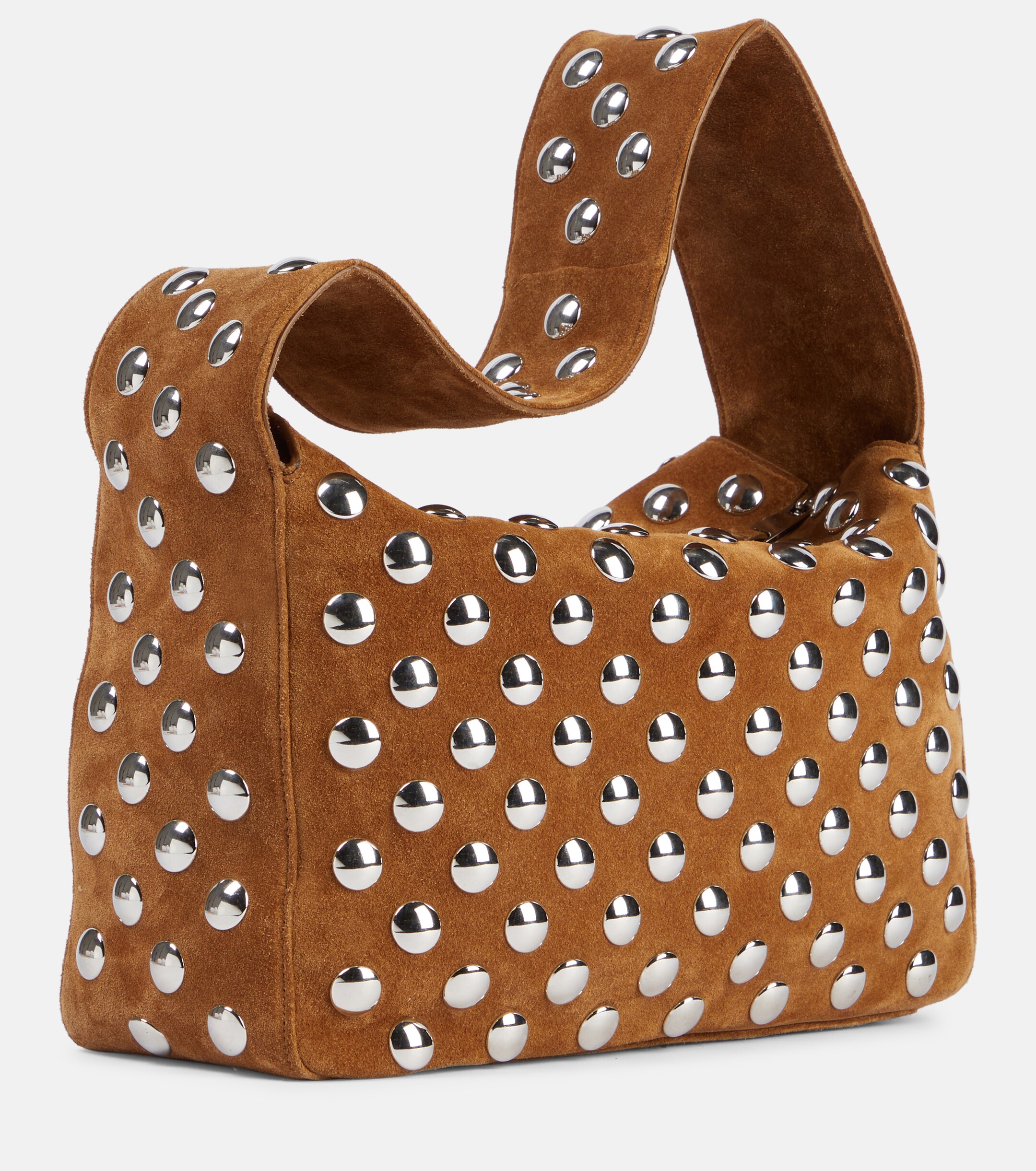 KHAITE Elena studded suede shoulder bag
