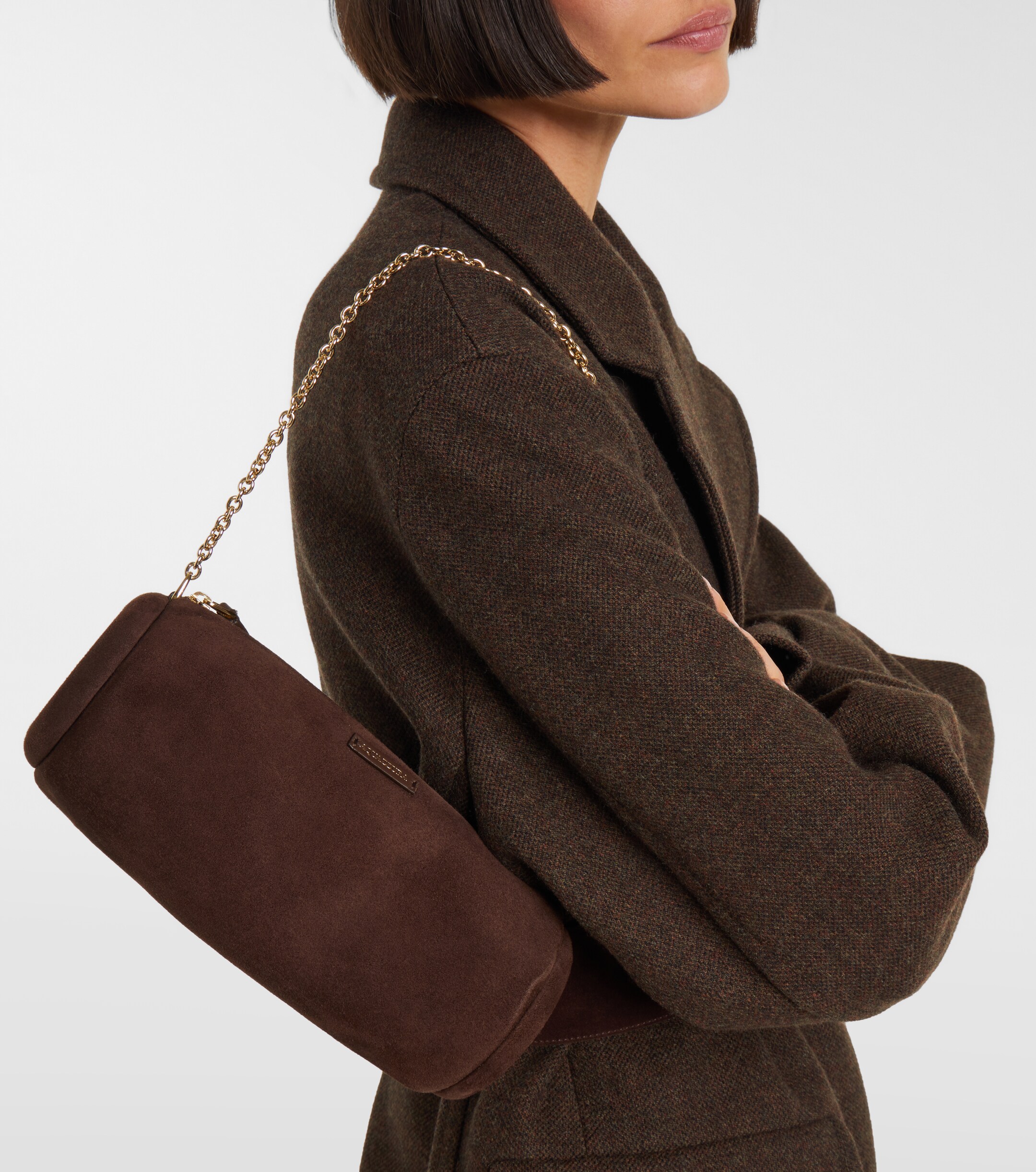 AQUAZZURA Hoop Mini suede shoulder bag