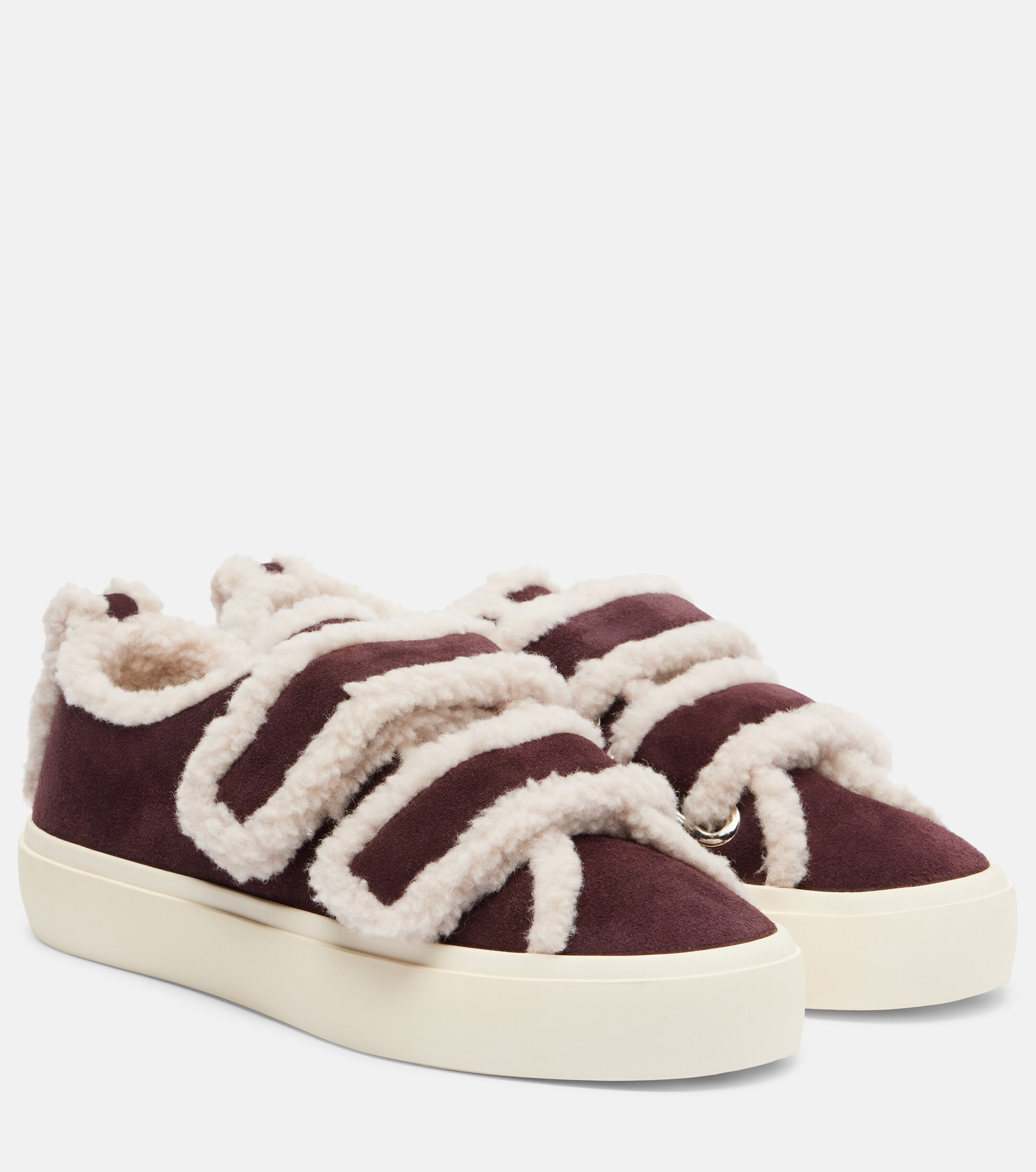 Inuikii Shearling-trimmed suede sneakers