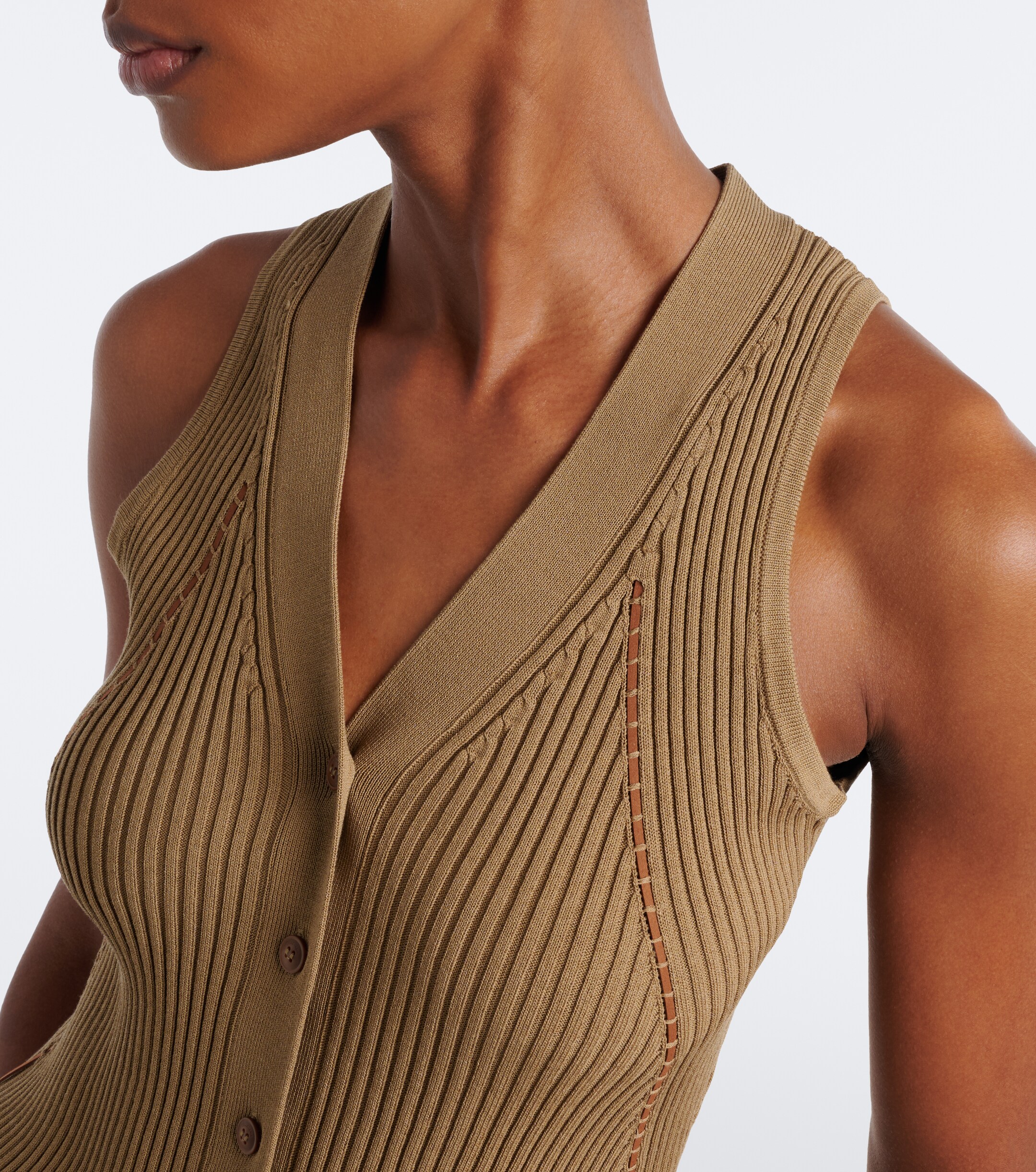 Max Mara Max Mara Ribbed knit cotton-blend top