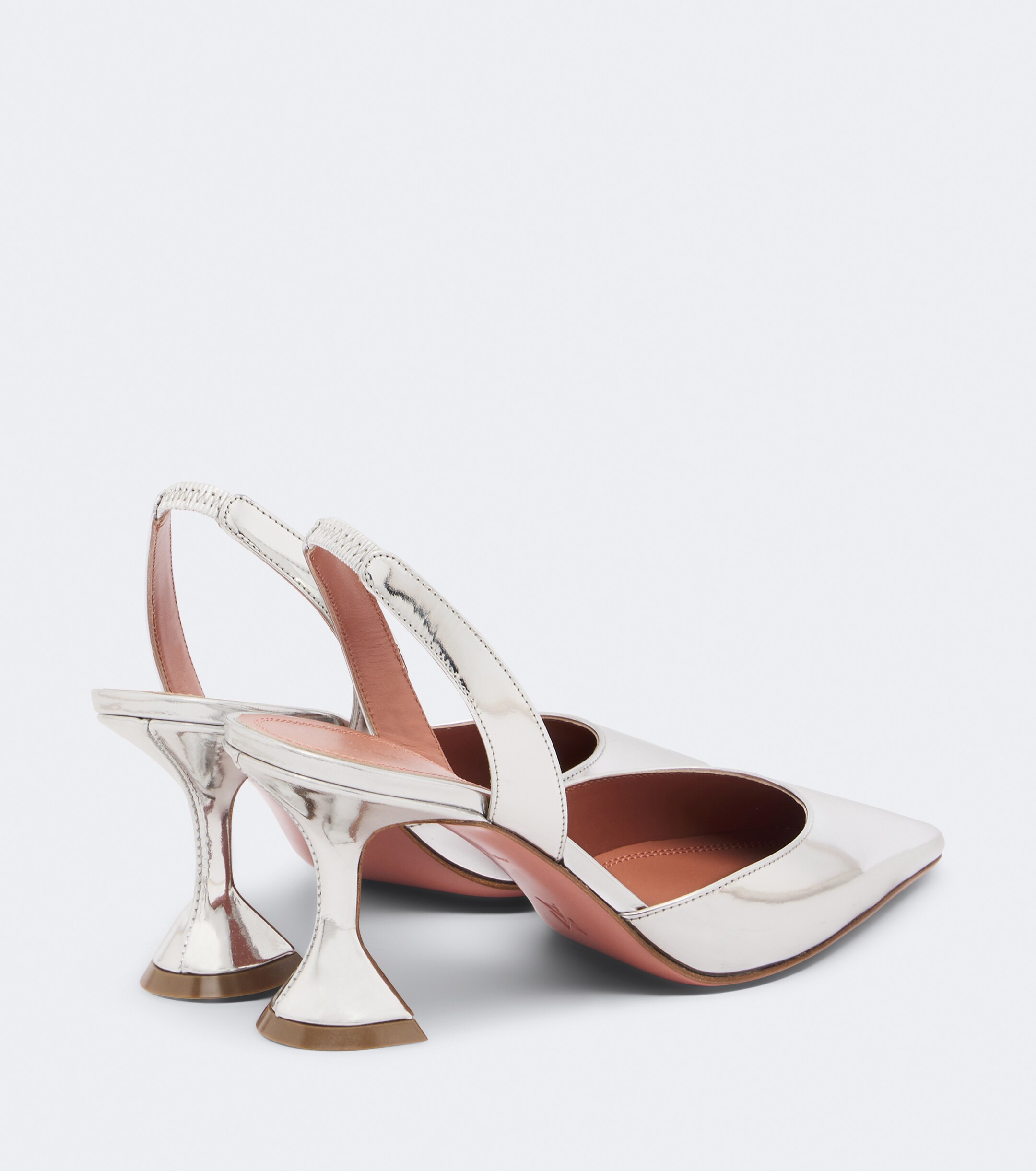 AMINA MUADDI Amina Muaddi Holli mirrored leather slingback pumps