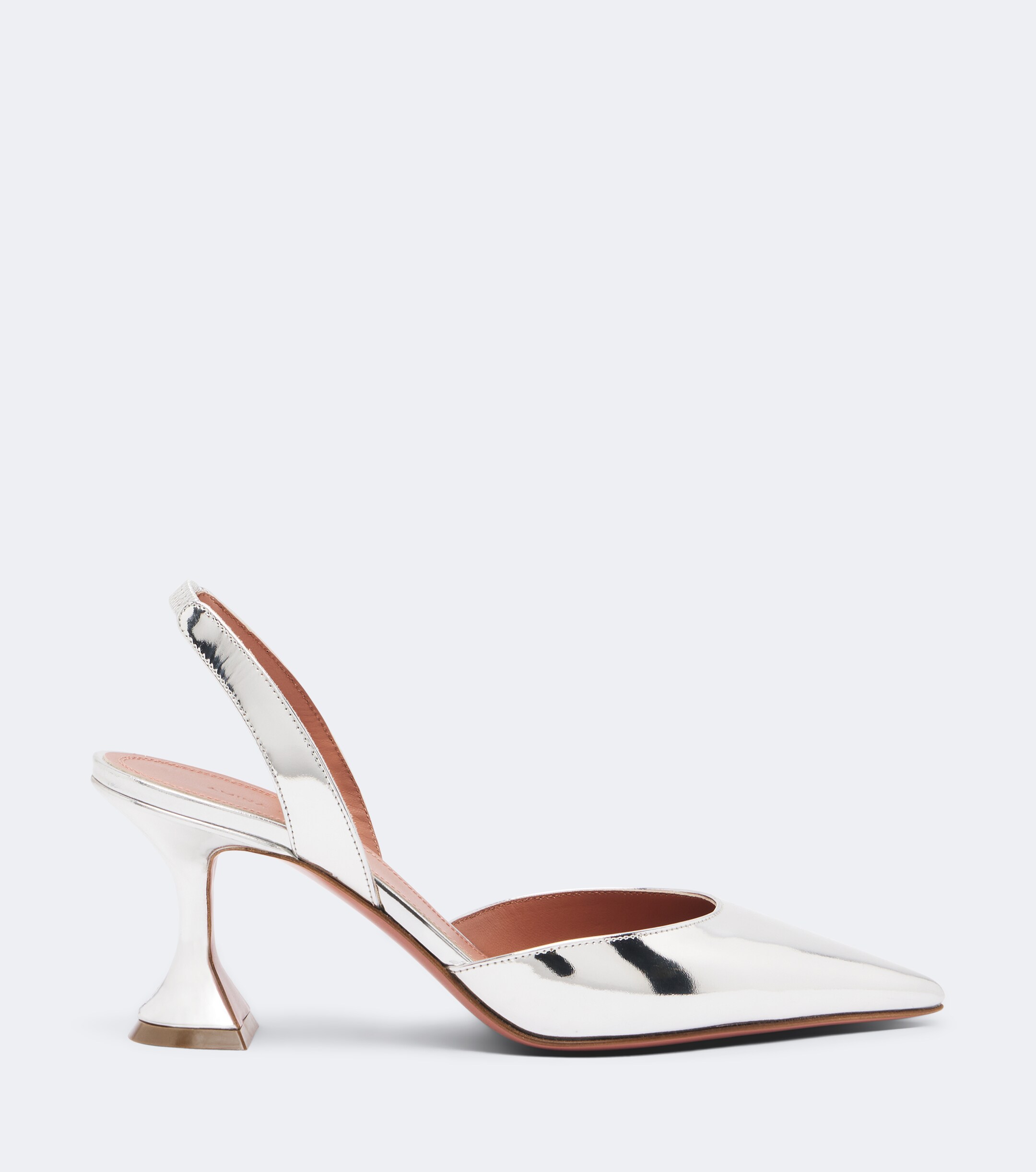 AMINA MUADDI Amina Muaddi Holli mirrored leather slingback pumps
