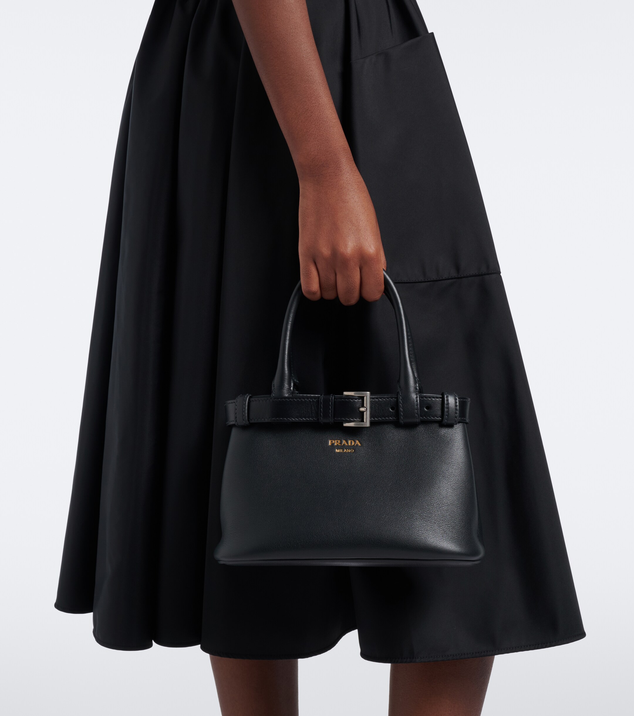 Prada Prada Prada Buckle Small leather top-handle bag