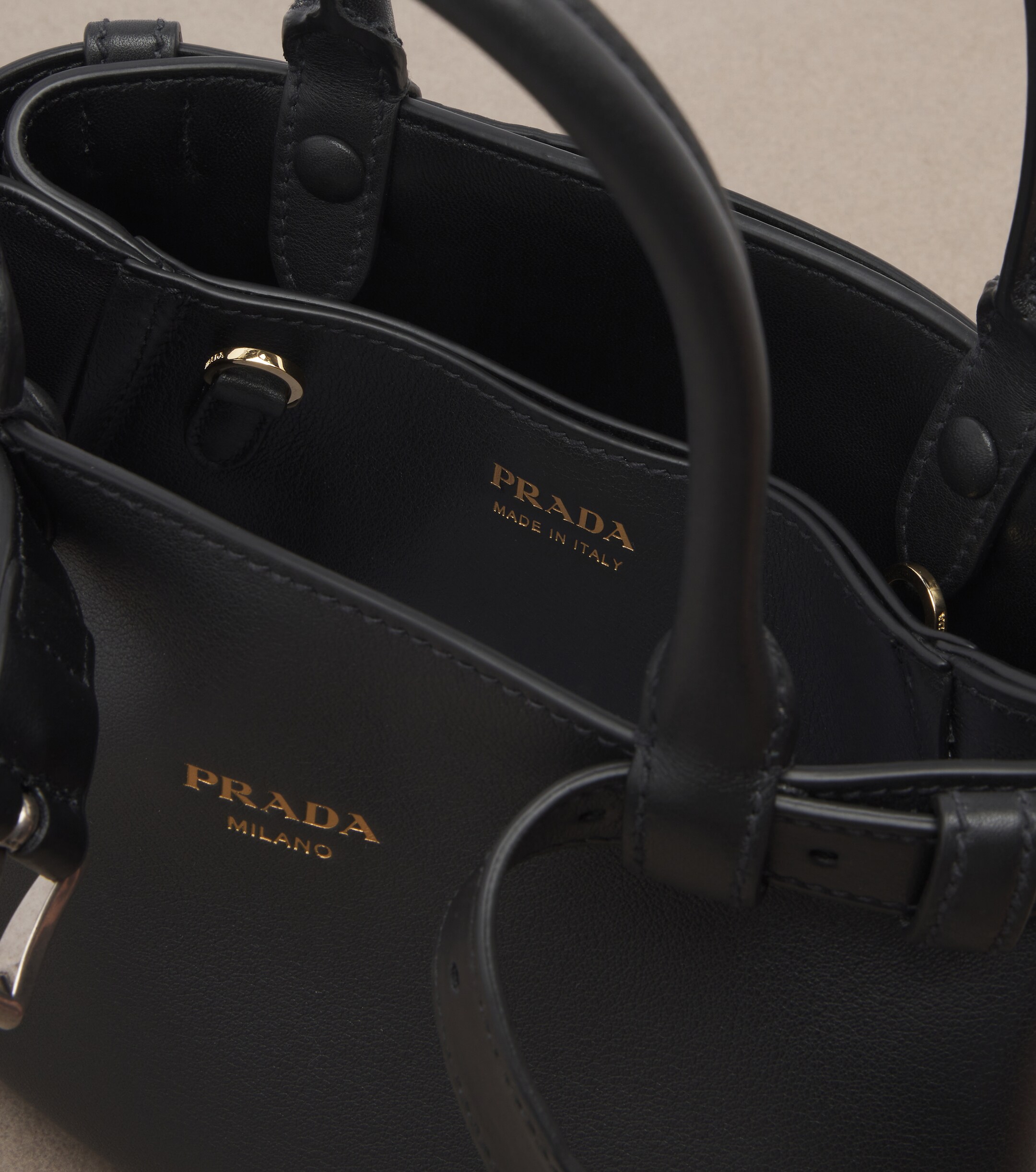 Prada Prada Prada Buckle Small leather top-handle bag