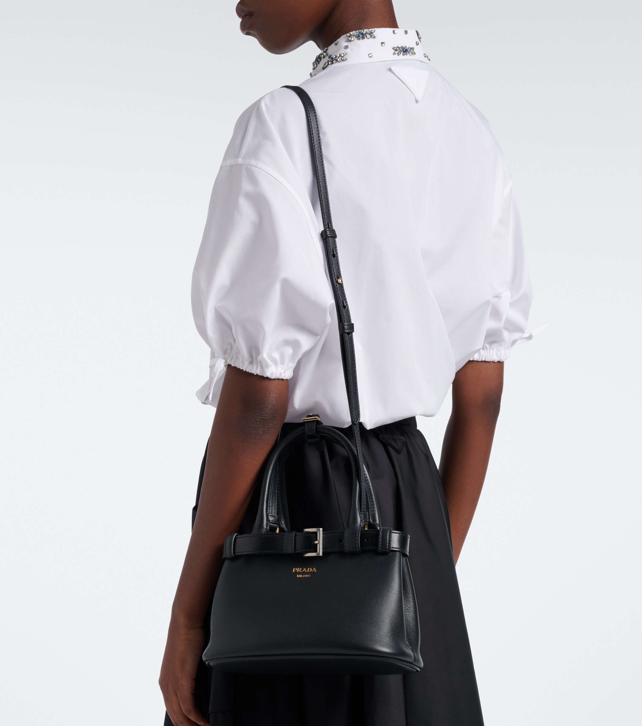 Prada Prada Prada Buckle Small leather top-handle bag