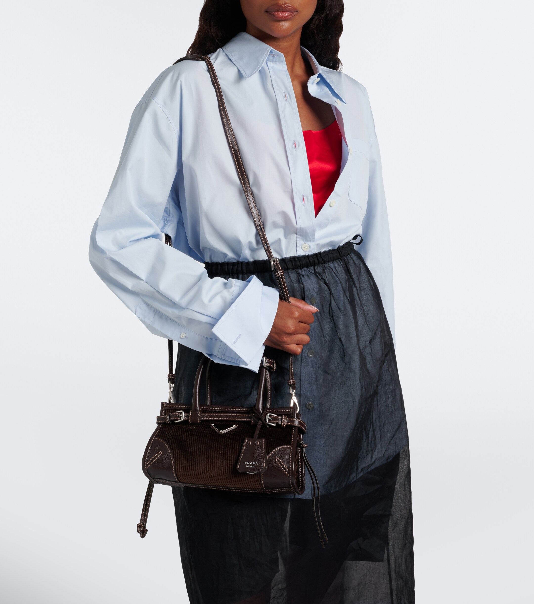 Prada Prada Bonnie Small corduroy top-handle bag