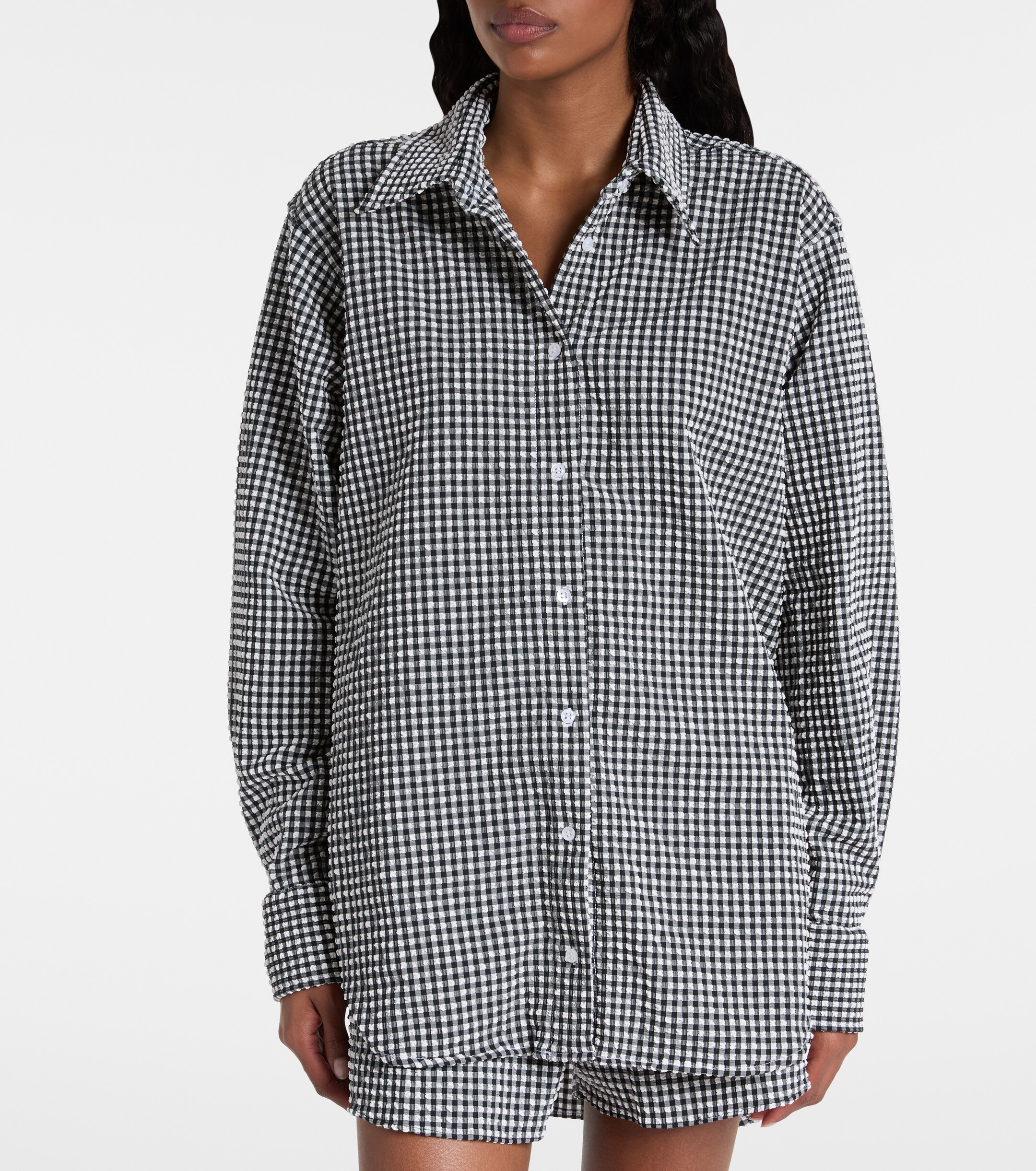 Hunza G Gingham oversized shirt thumbnail
