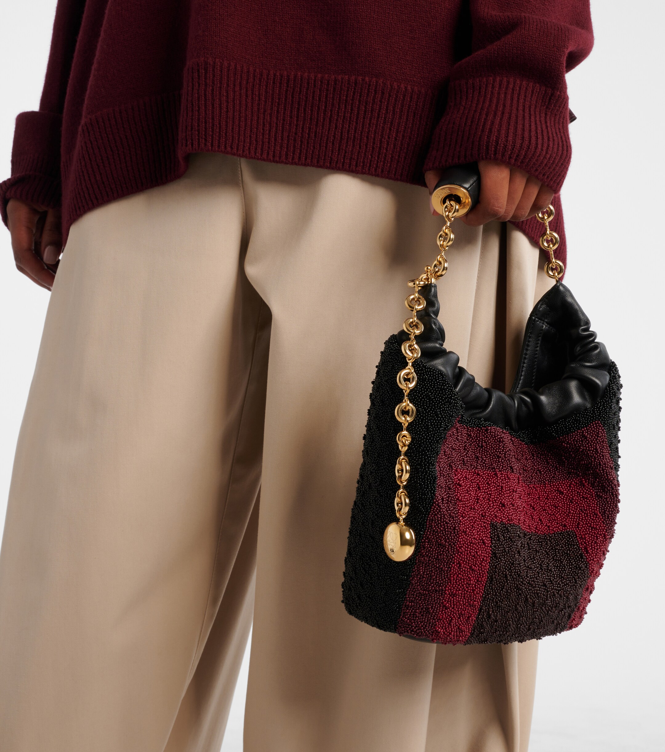 Loewe Squeeze Mini beaded leather top-handle bag