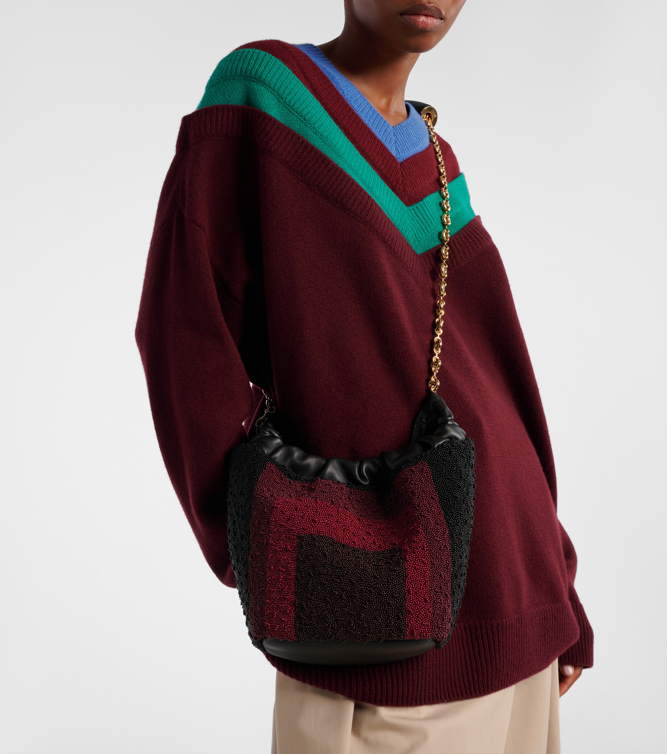 Loewe Squeeze Mini beaded leather top-handle bag