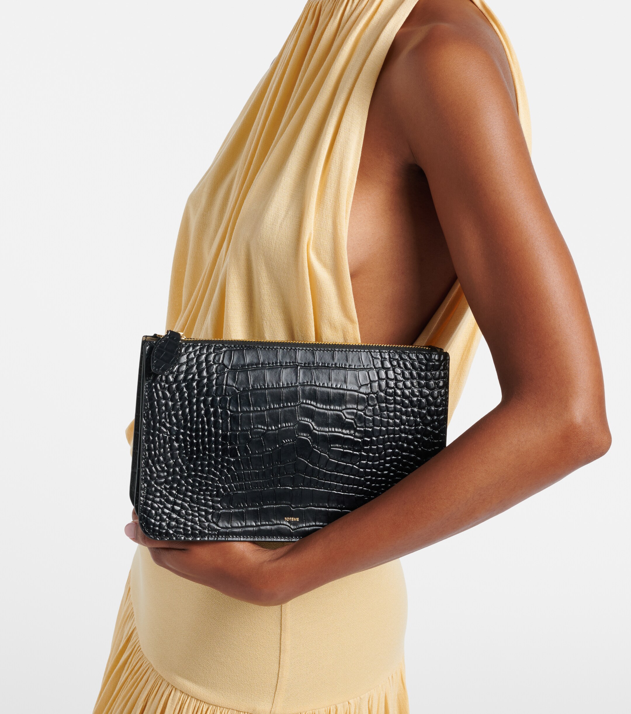 TOTEME Threefold croc-effect leather clutch