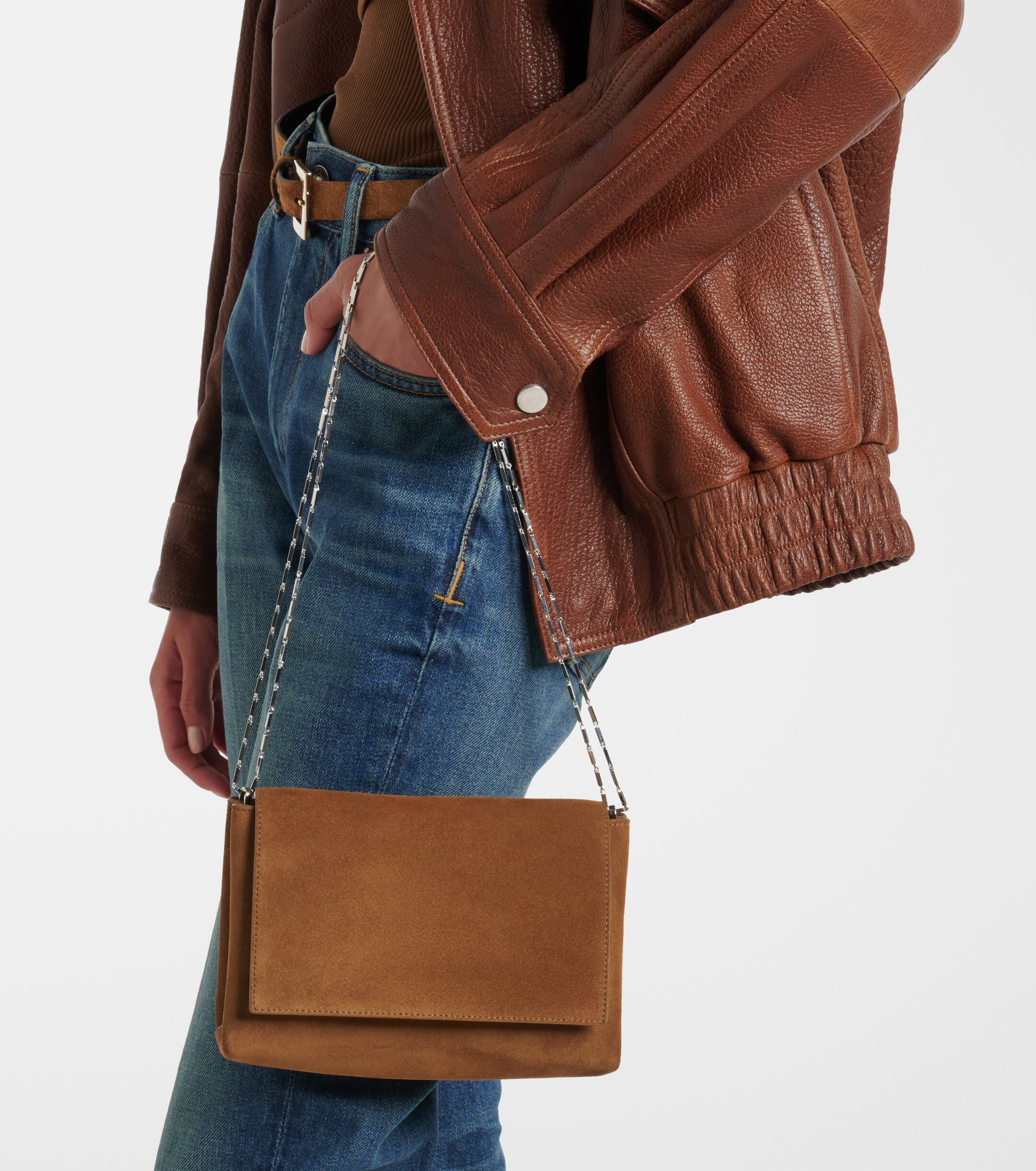 NOUR HAMMOUR Zeina suede shoulder bag