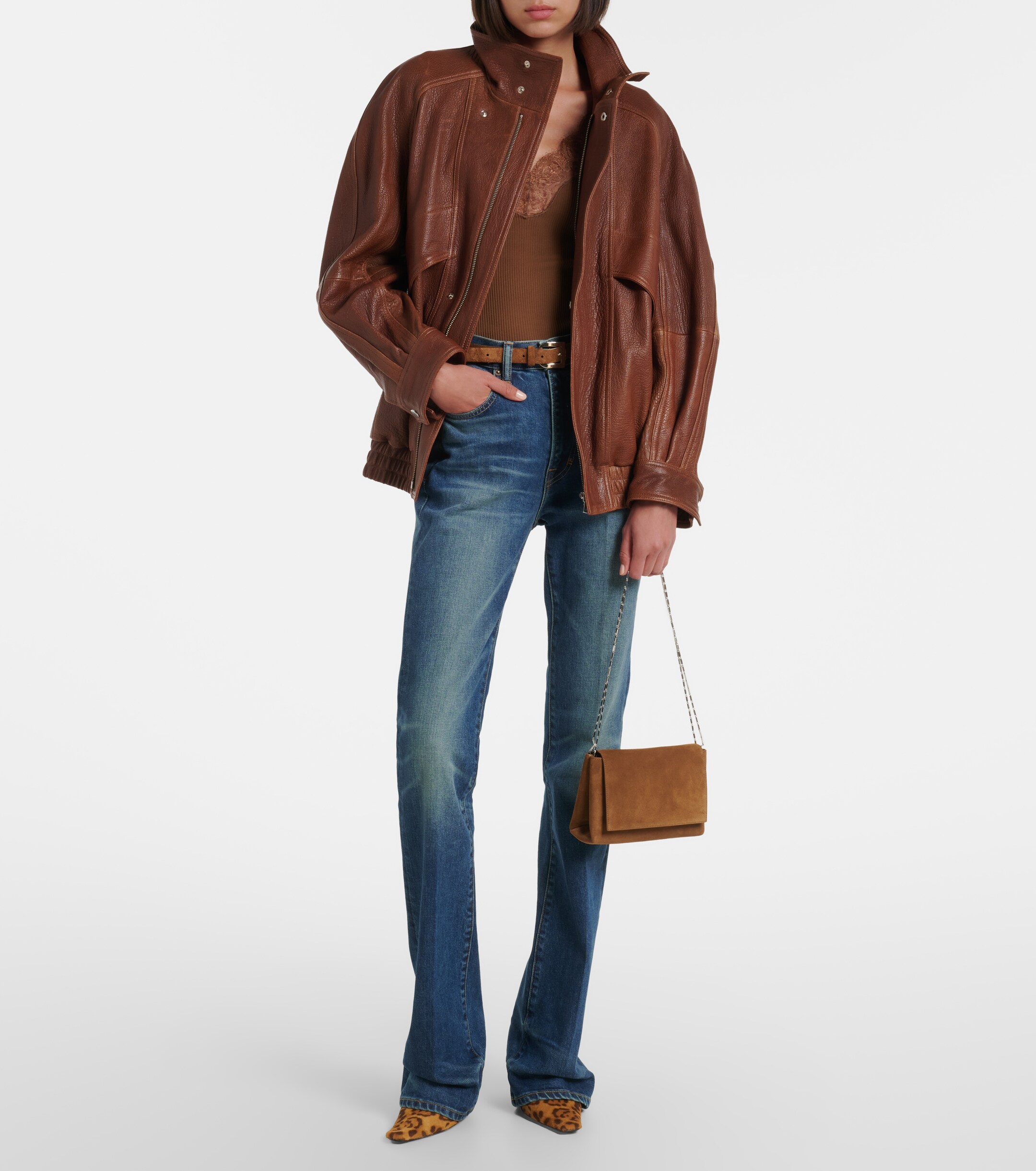 NOUR HAMMOUR Zeina suede shoulder bag