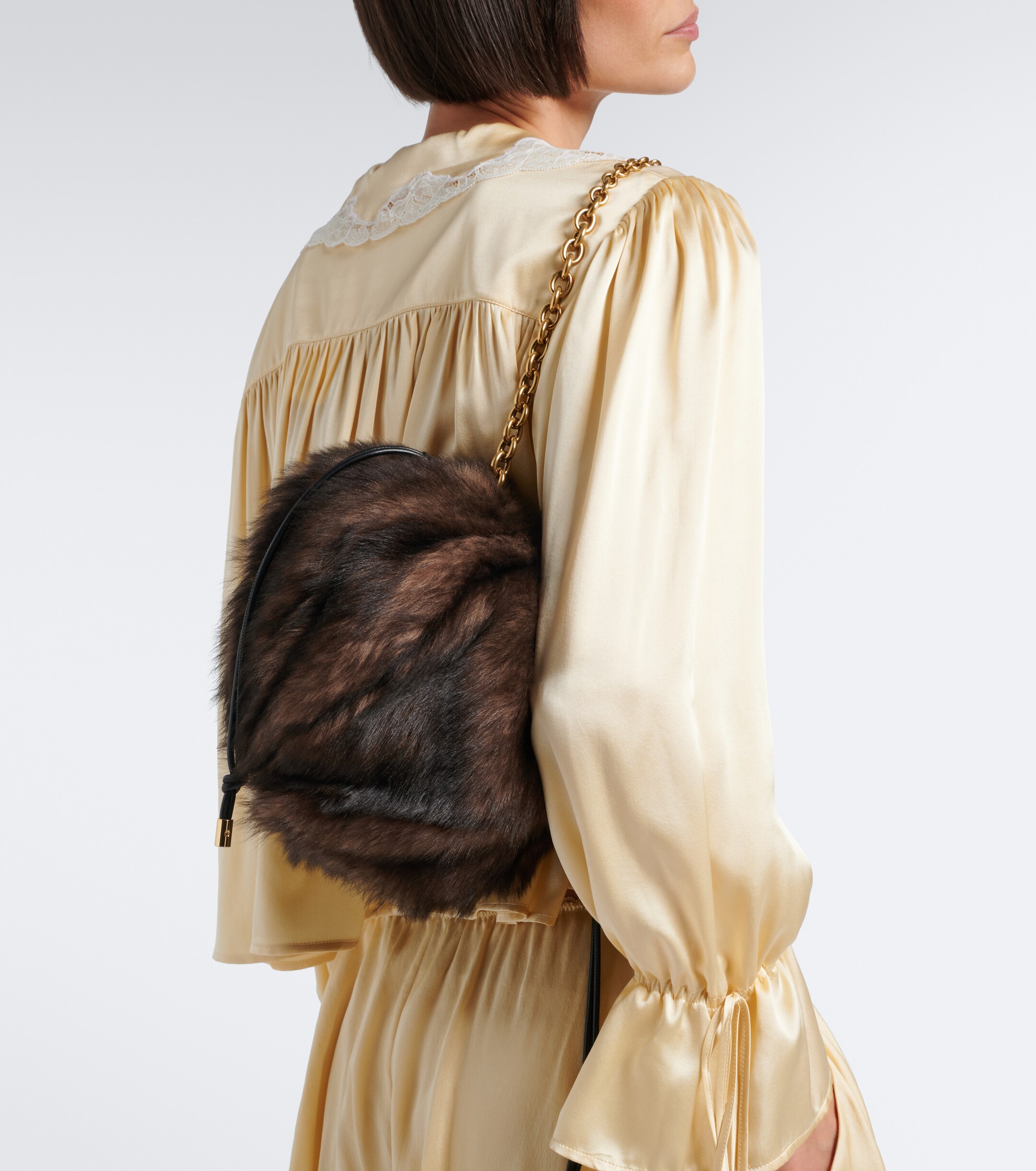Chloé Chloé Plissé shearling shoulder bag