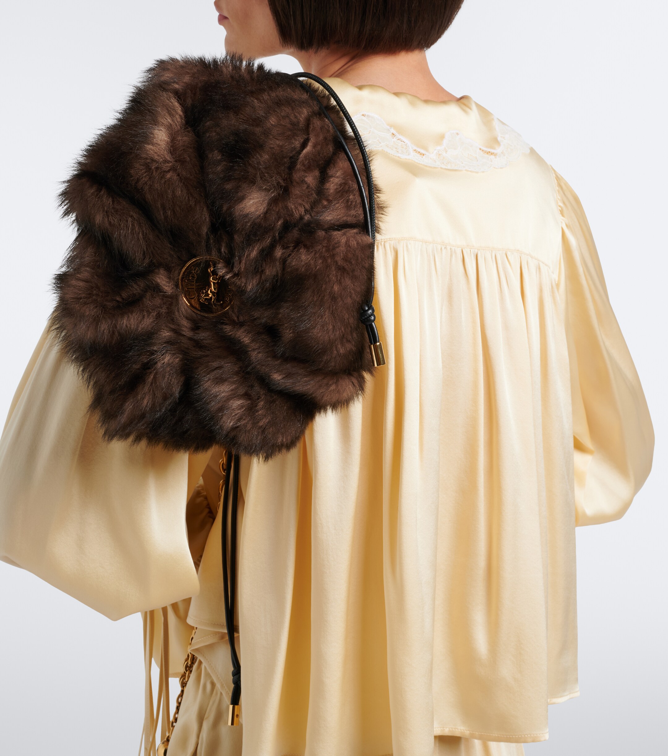 Chloé Chloé Plissé shearling shoulder bag